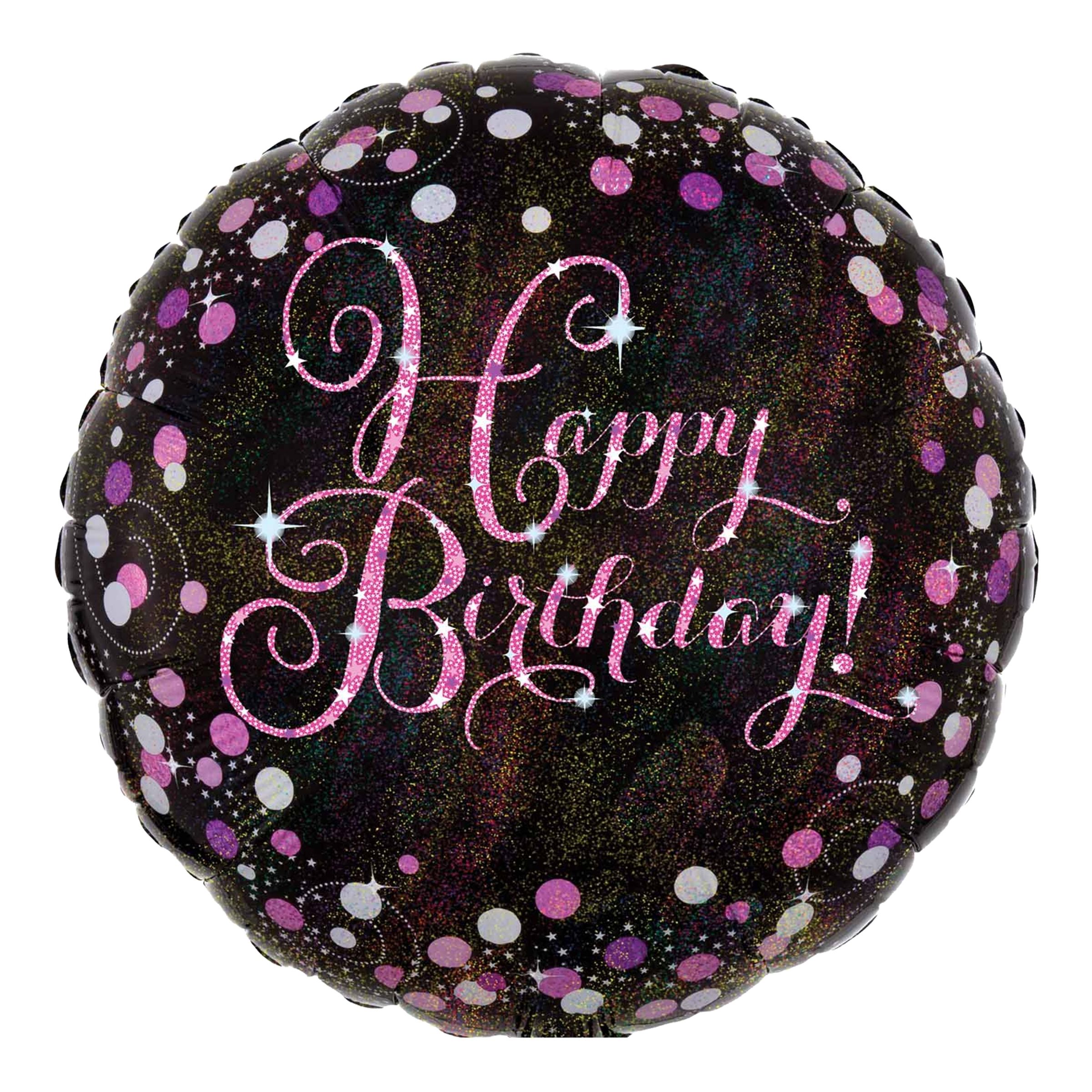 Läs mer om Folieballong Happy Birthday Sparkling Rosa