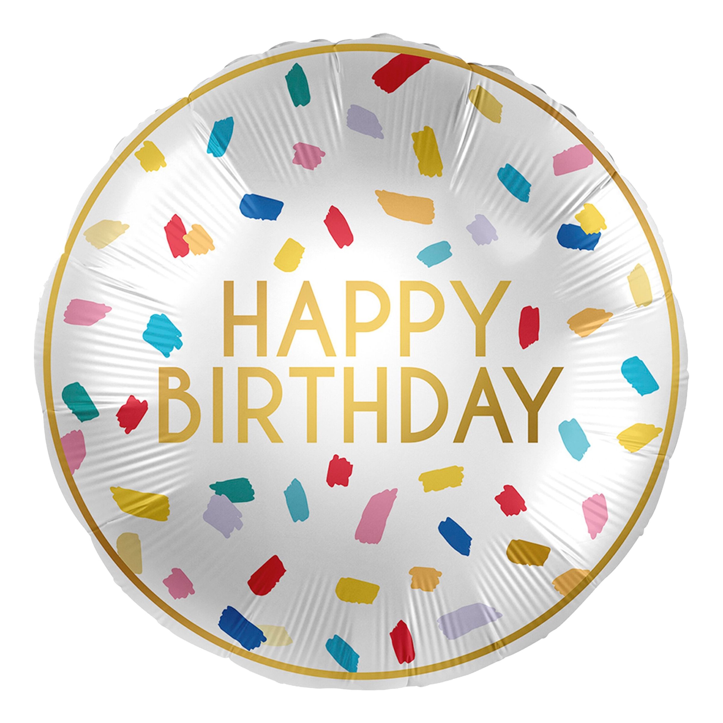 Läs mer om Folieballong Happy Birthday Strössel