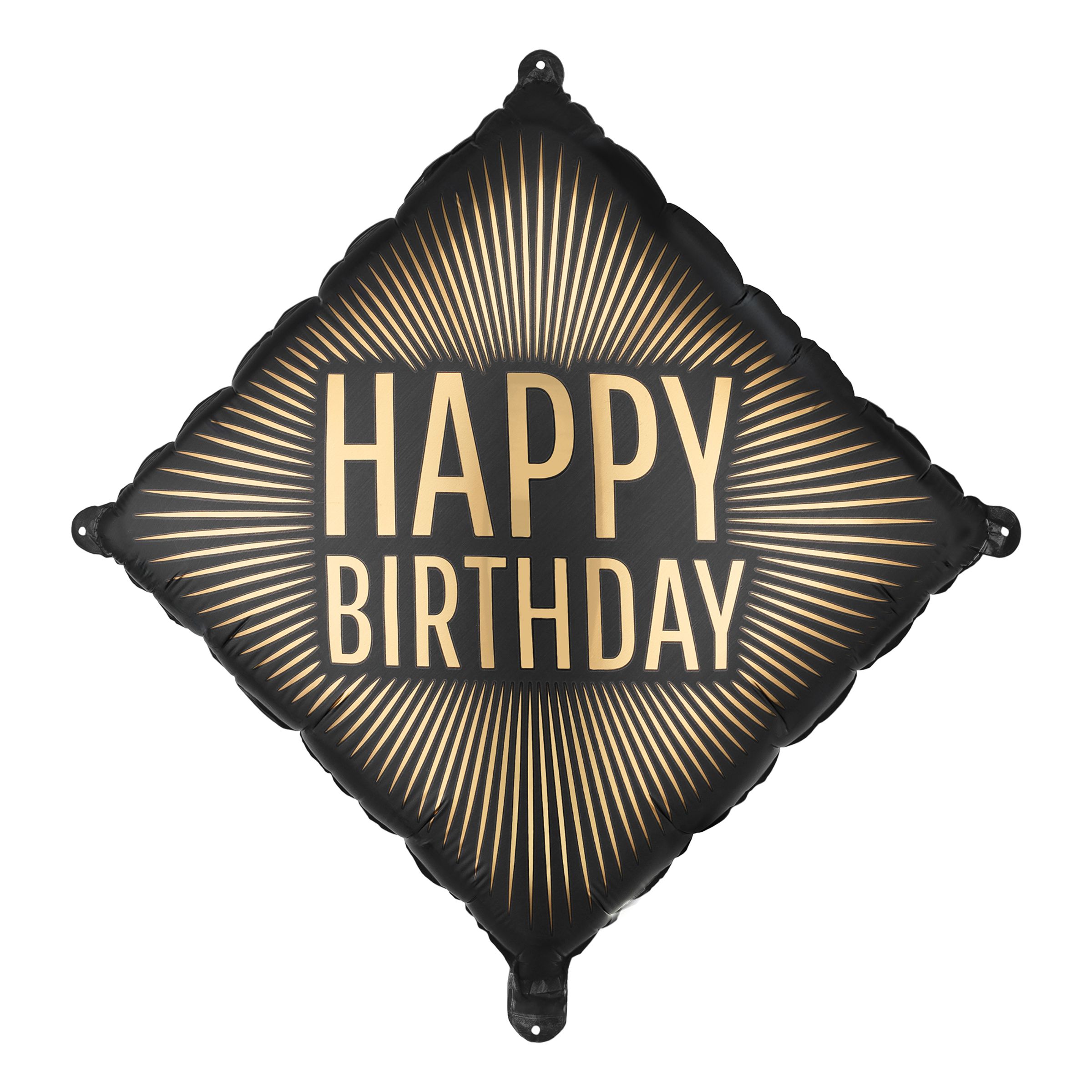 Folieballon Happy Birthday Sort/Guld