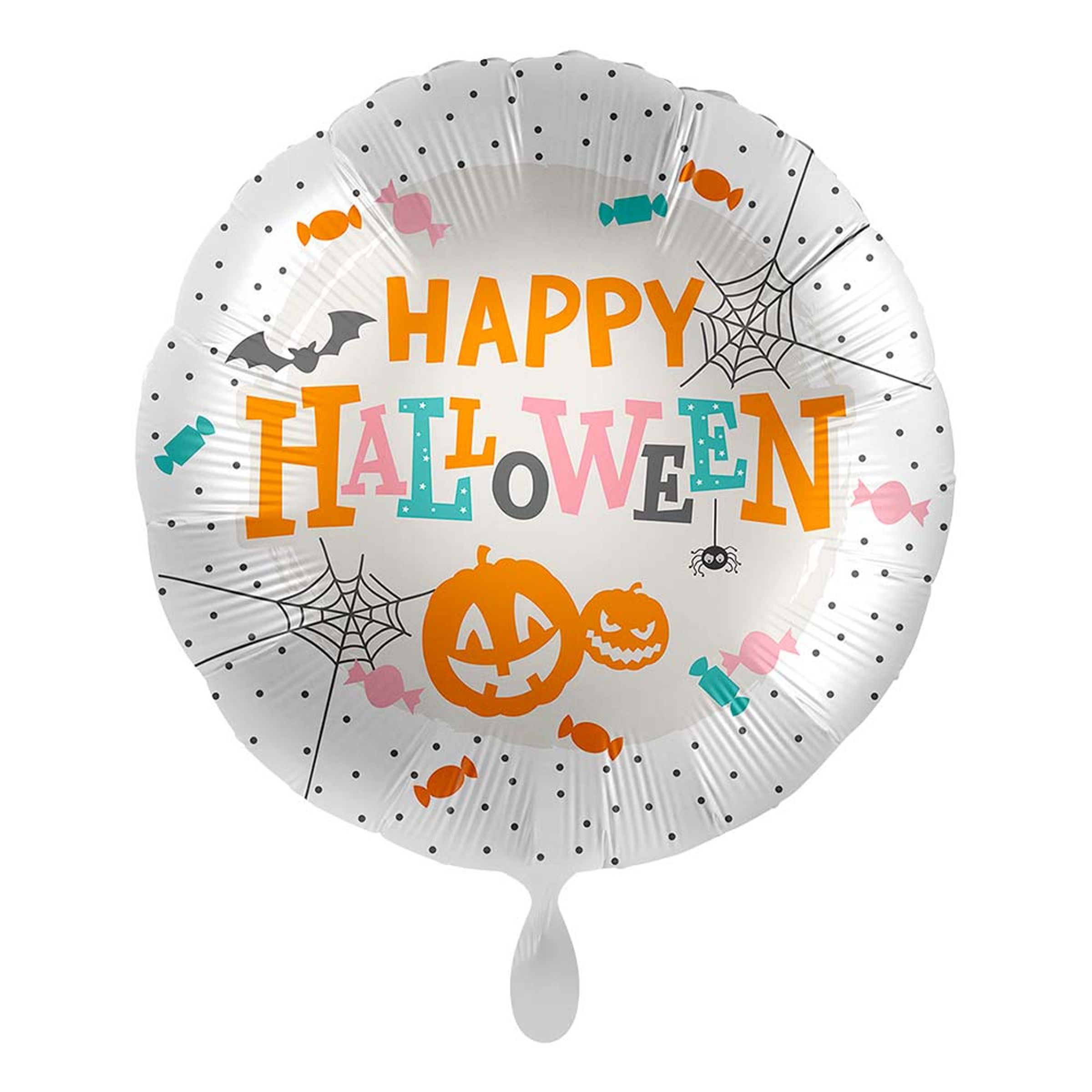 Läs mer om Folieballong Happy Halloween Vit