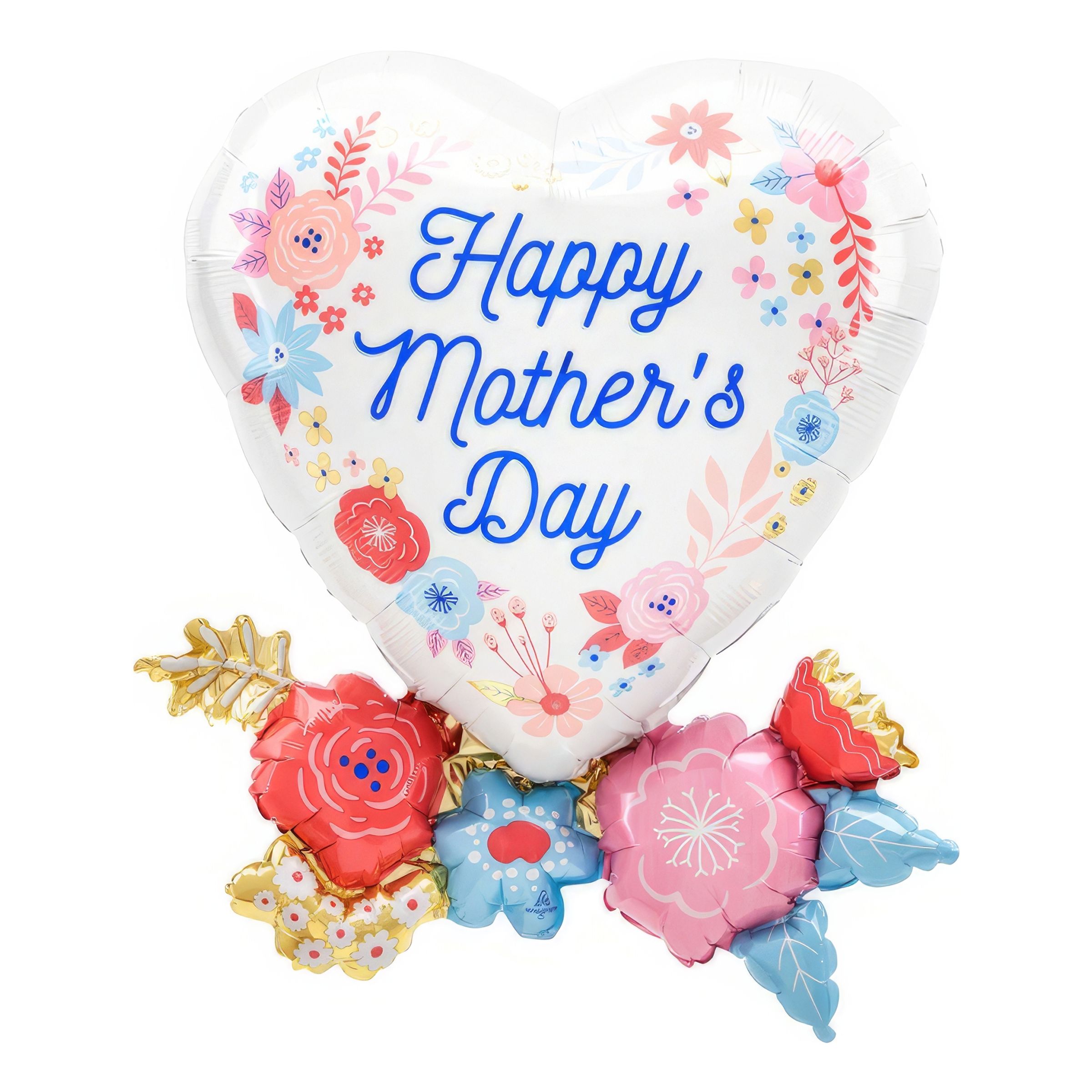 Läs mer om Folieballong Happy Mothers Day Hjärta Blommor