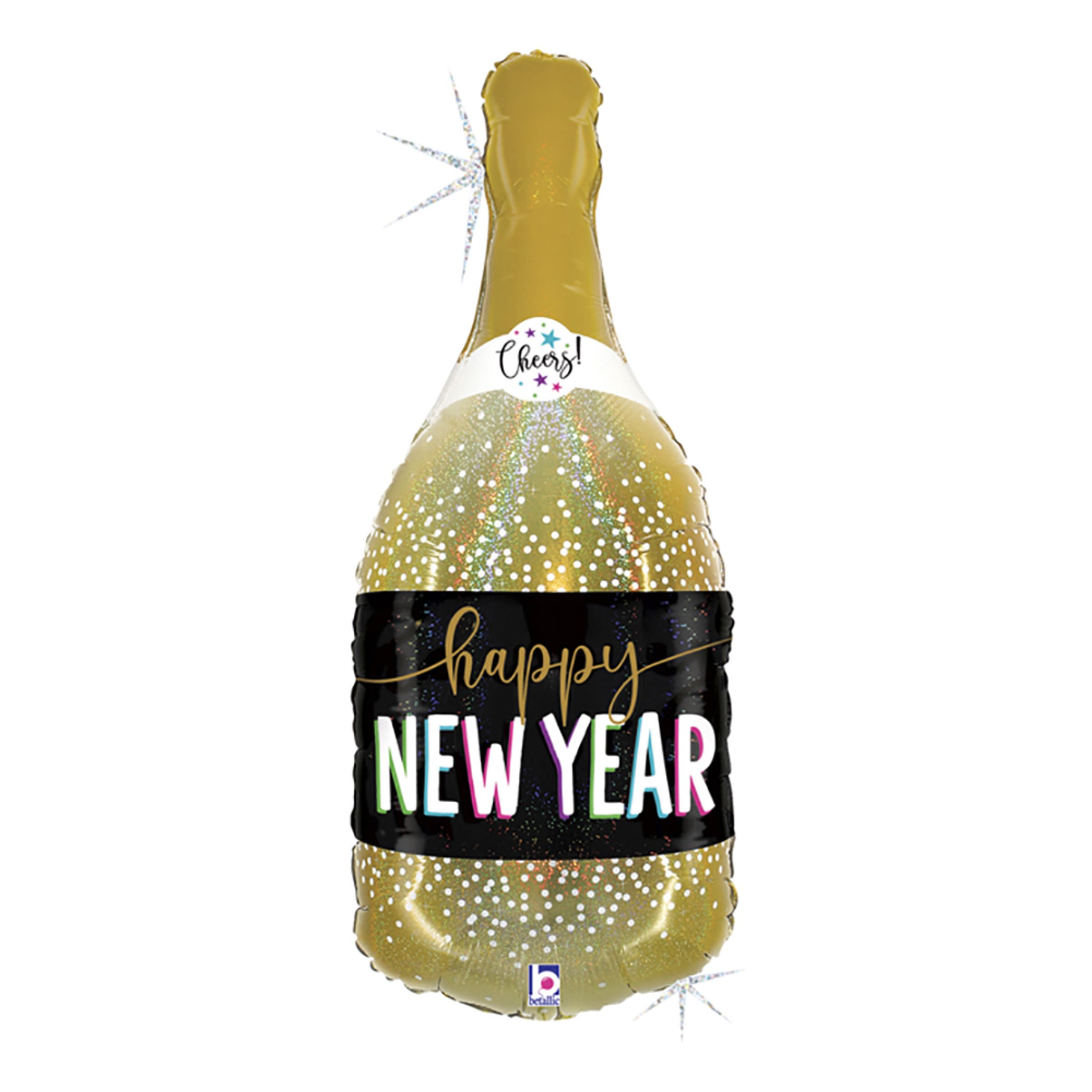 Folieballong Happy New Year Champagneflaska - 91 cm
