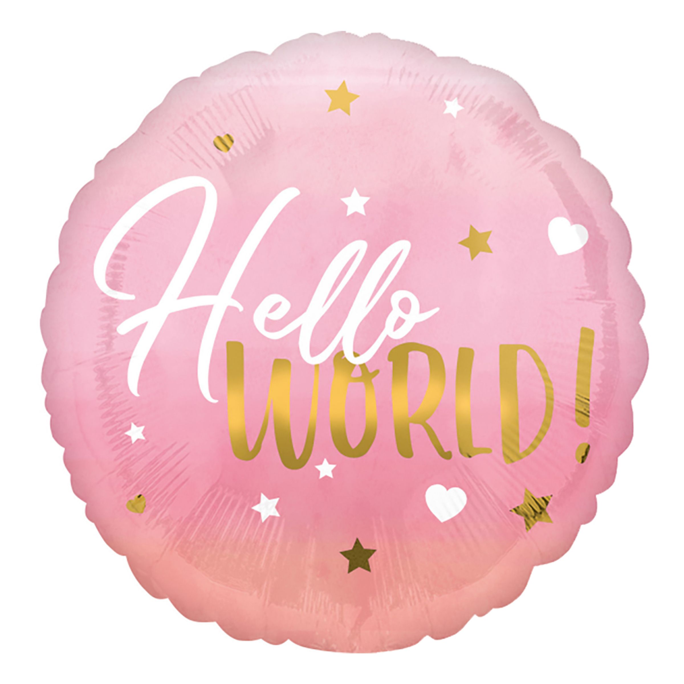Läs mer om Folieballong Hello World Rosa