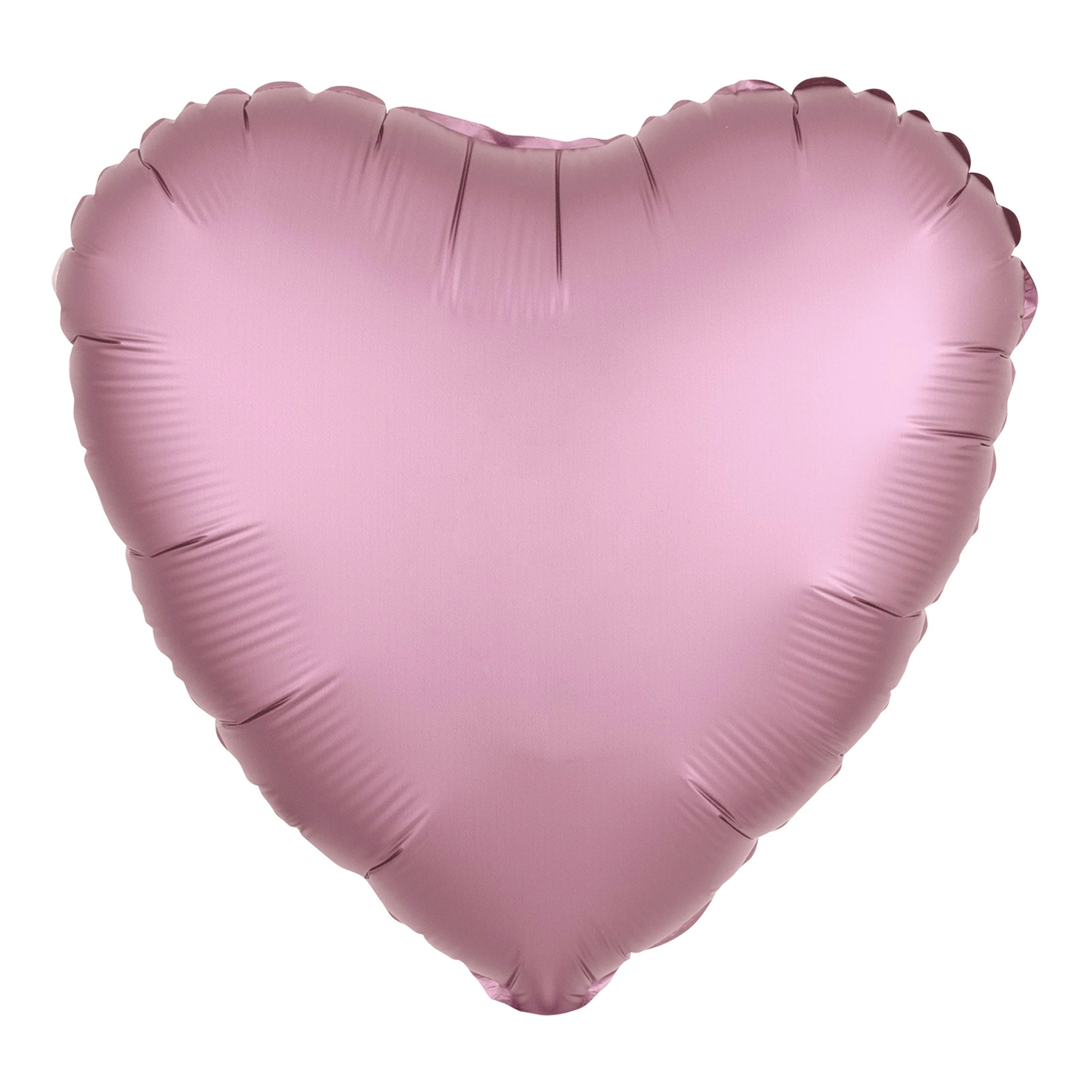 Folieballong Hjärta Satin Rosa Pastell