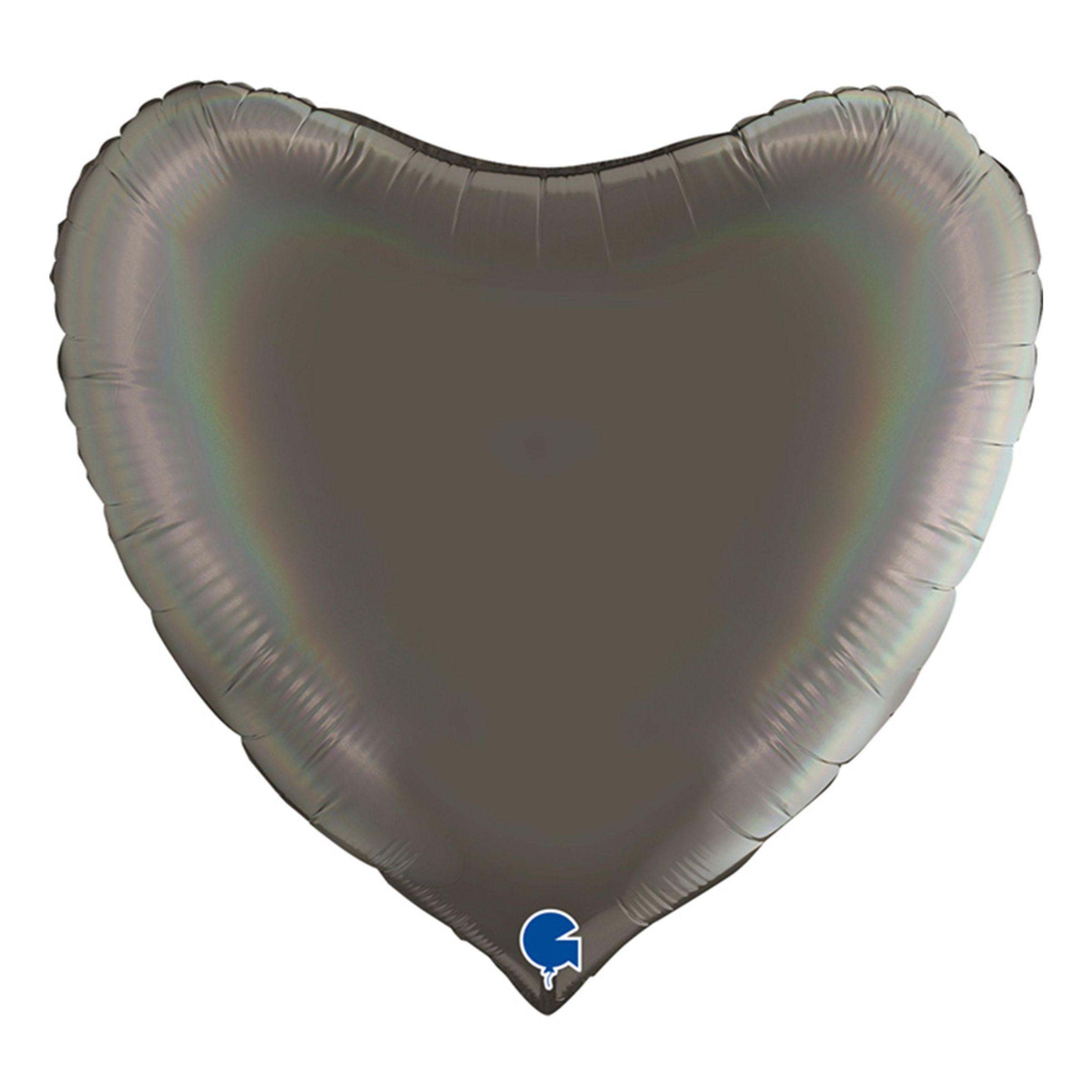 Folieballong Hjärta Regnbågsskiftande Platinagrå - 91 cm