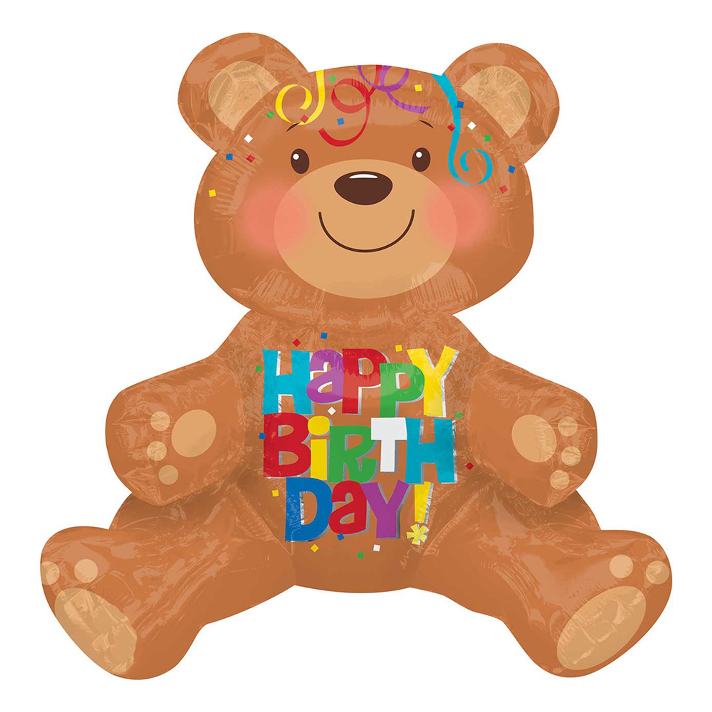 Läs mer om Folieballong Nallebjörn Sittande Happy Birthday