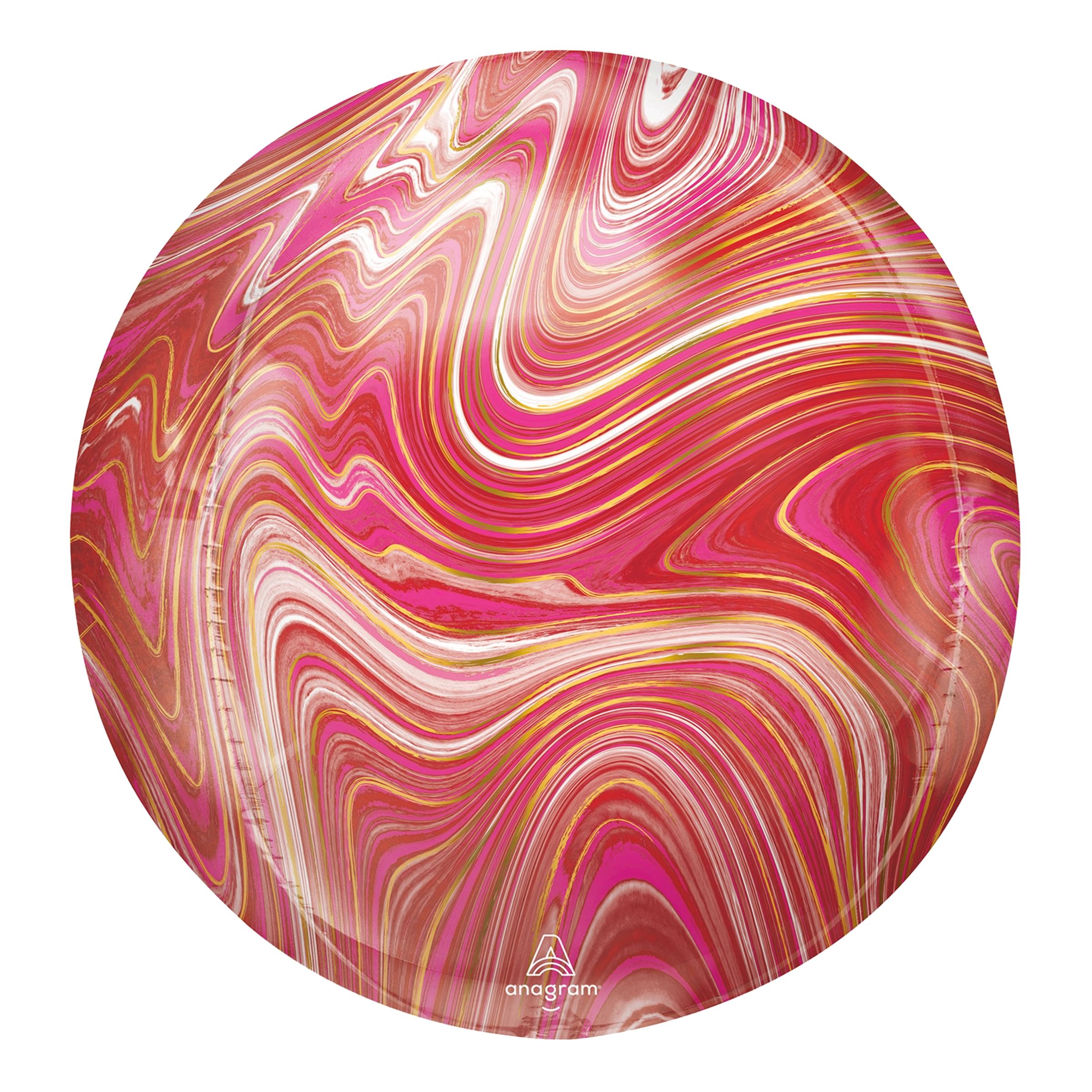 Läs mer om Folieballong Orbz Marmor Röd/Rosa