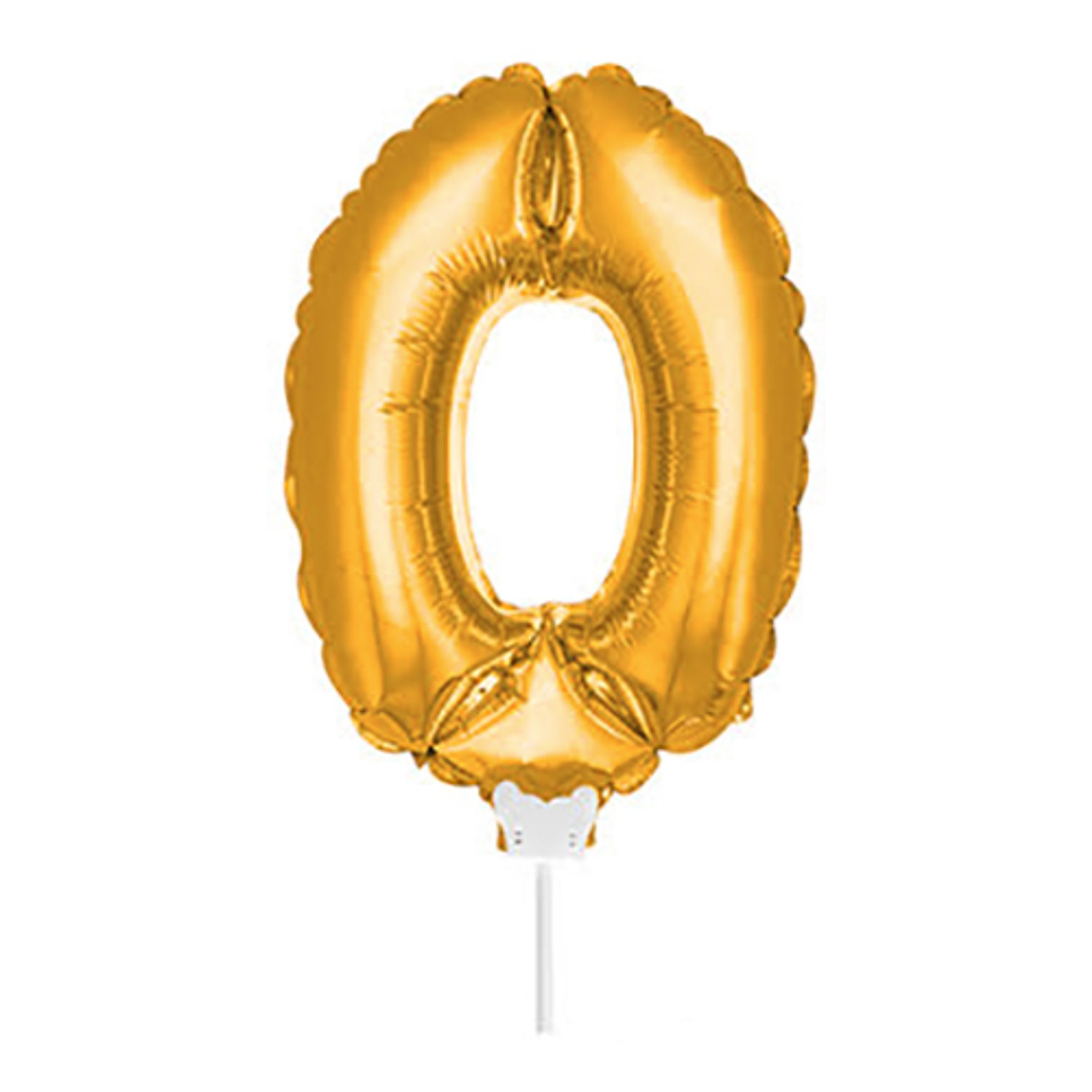 Folieballong på Pinne Guld - Siffra 0