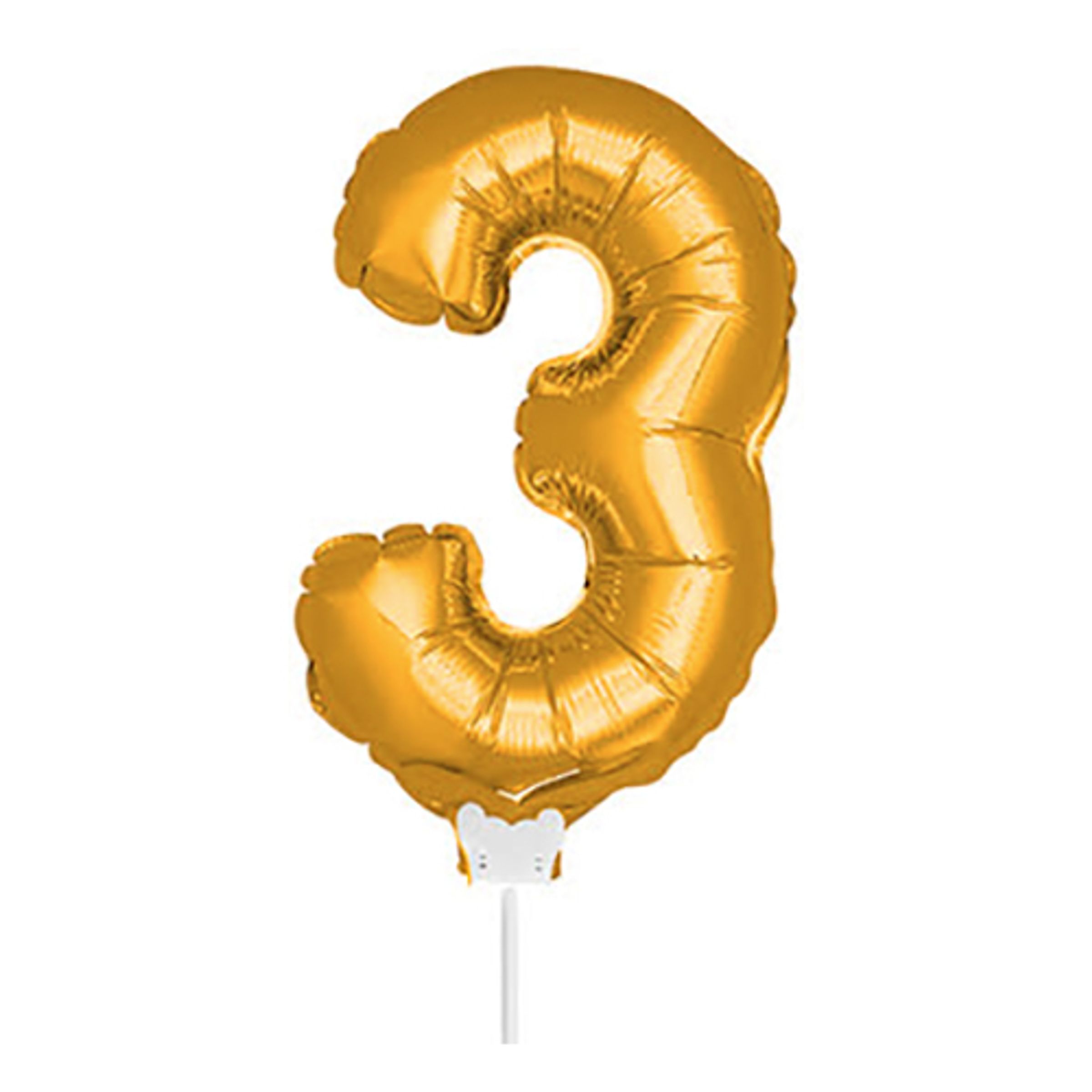 Läs mer om Folieballong på Pinne Guld - Siffra 3