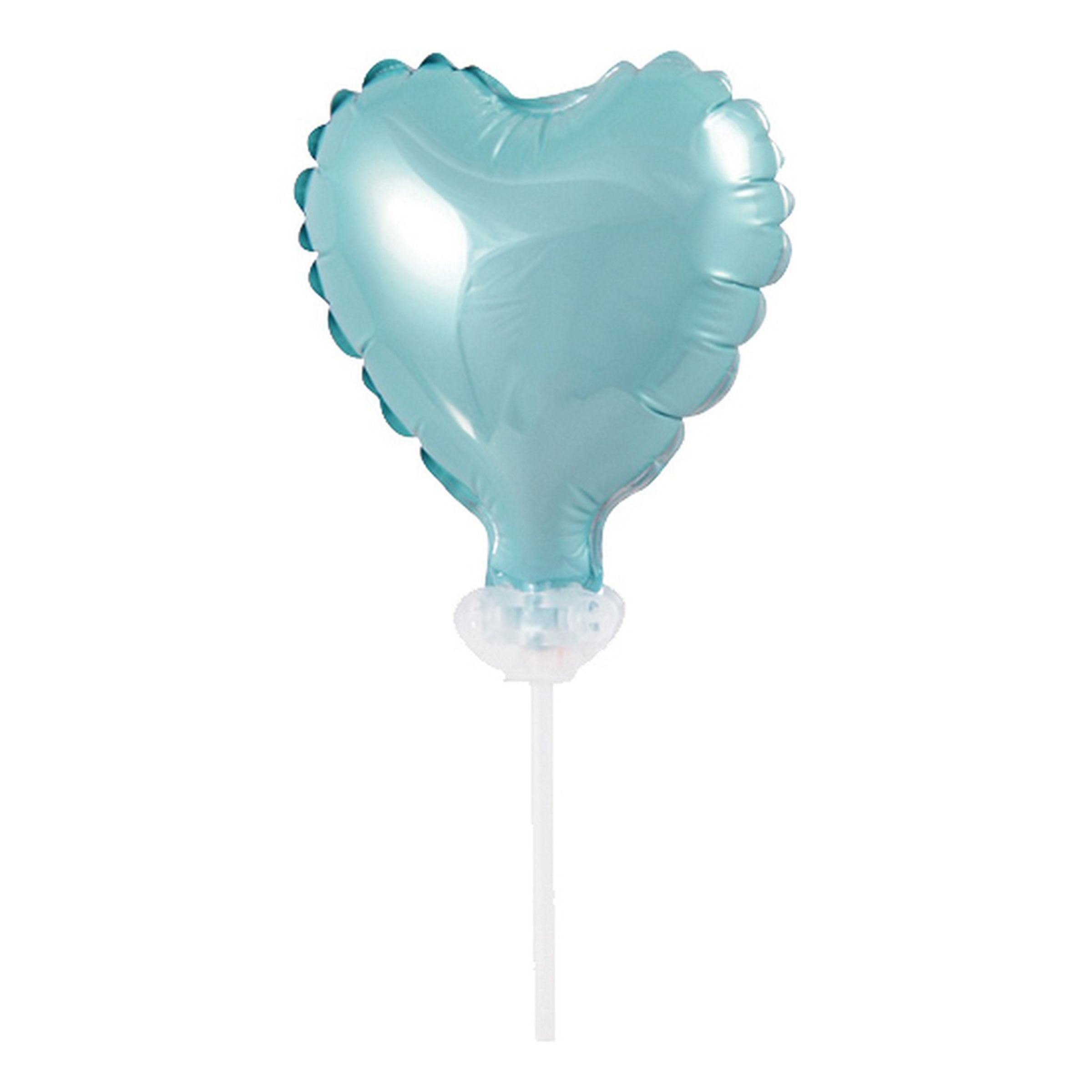 Folieballong på Pinne Ljusblå - Hjärta