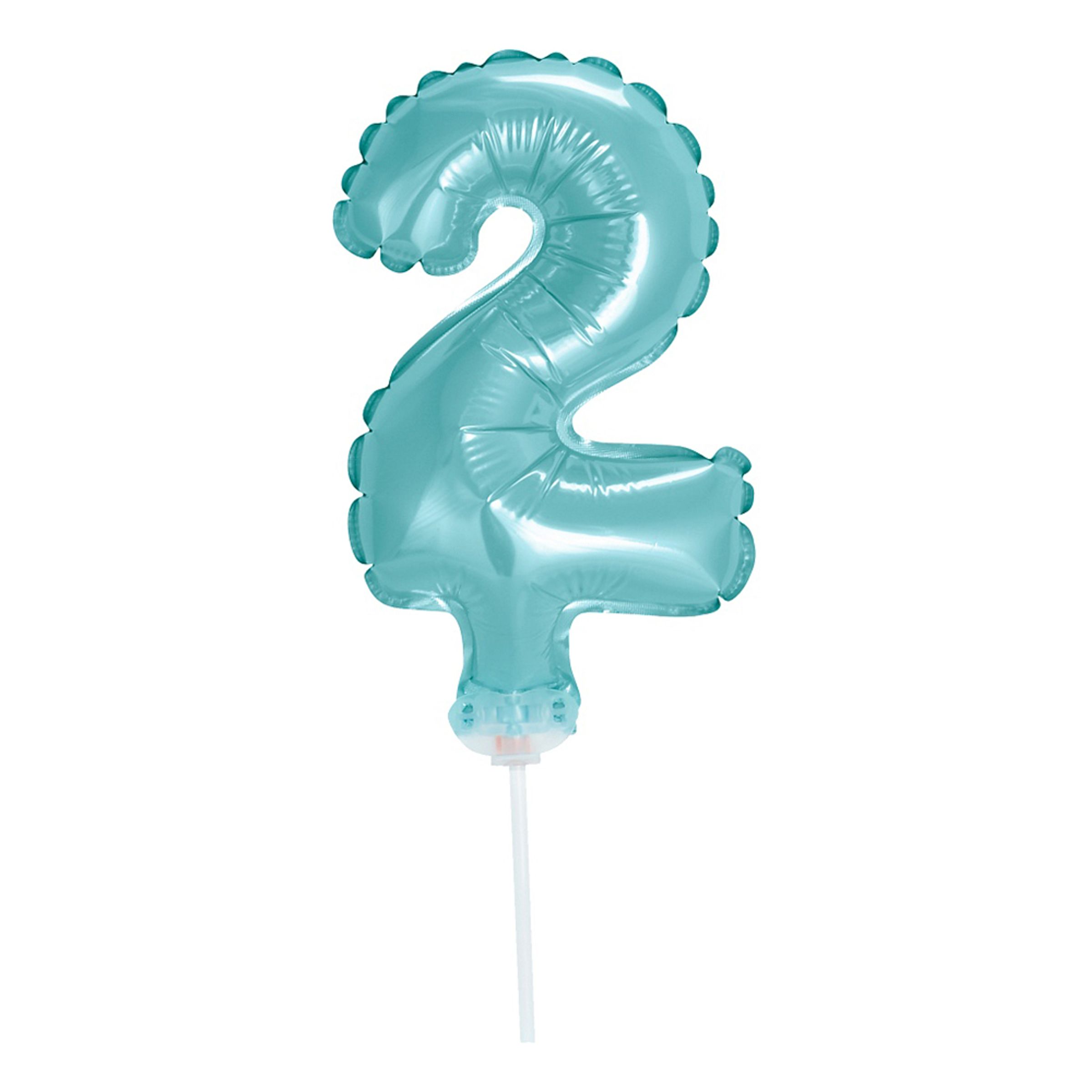 Läs mer om Folieballong på Pinne Ljusblå - Siffran 2