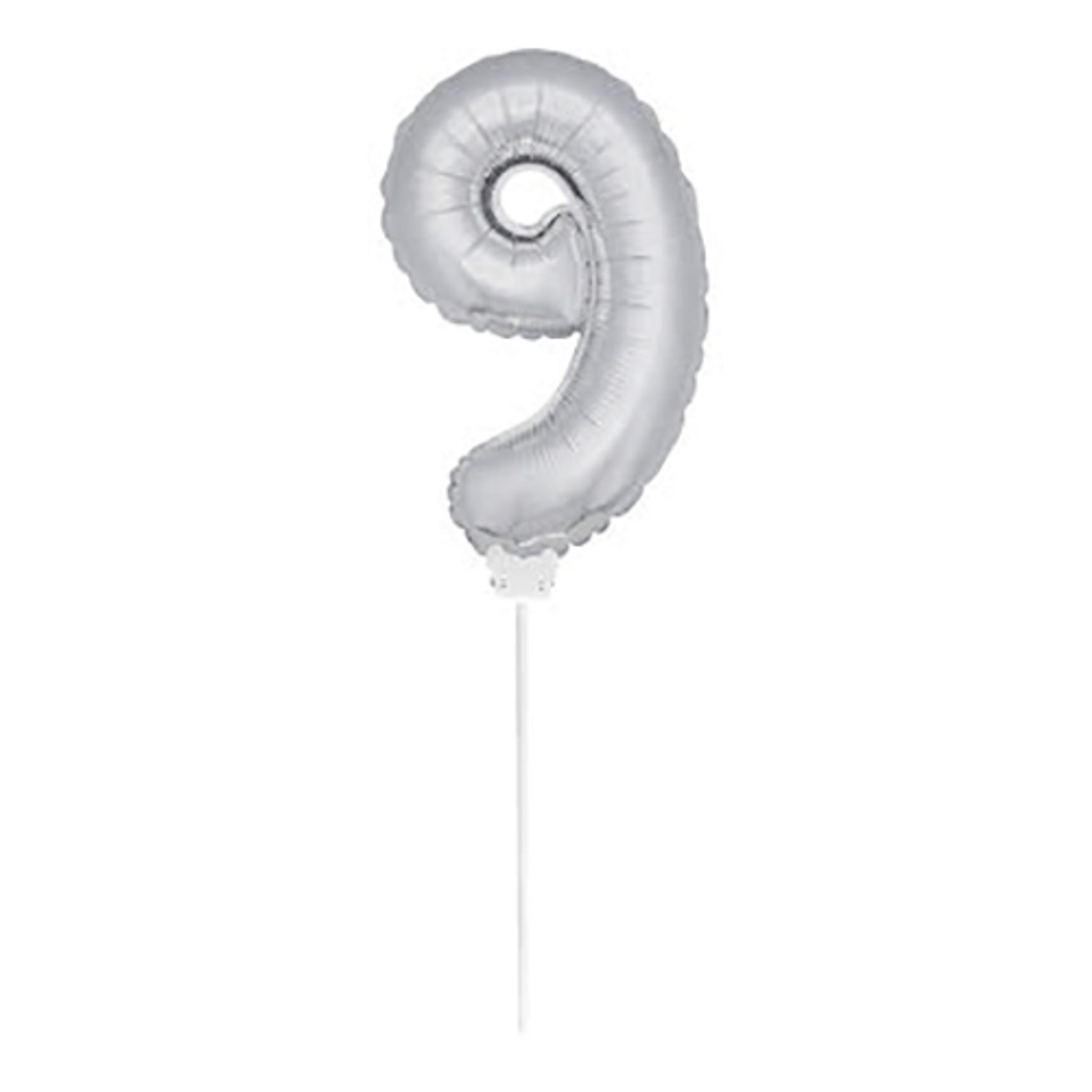 Läs mer om Folieballong på Pinne Silver - Siffra 9