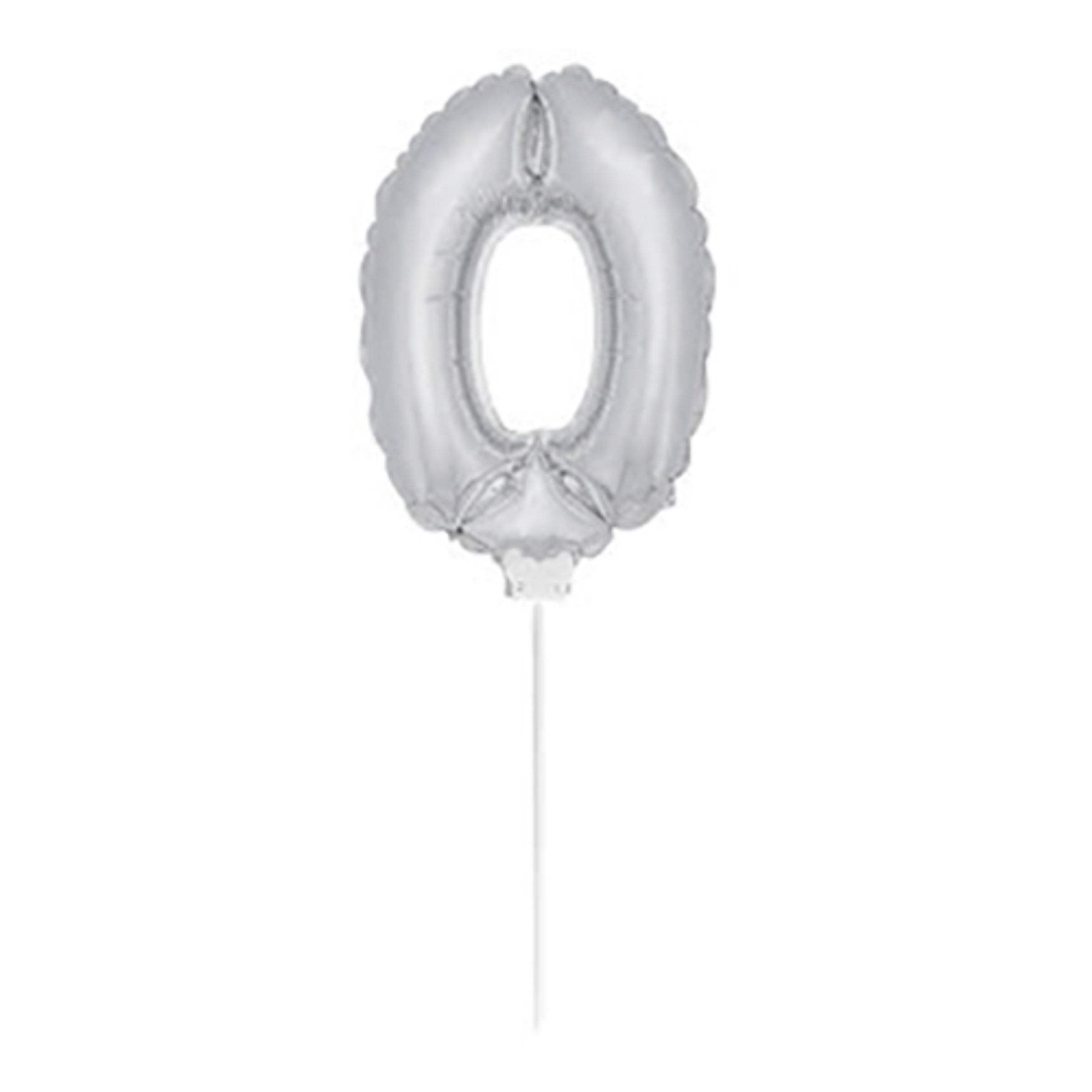 Läs mer om Folieballong på Pinne Silver - Siffra 0