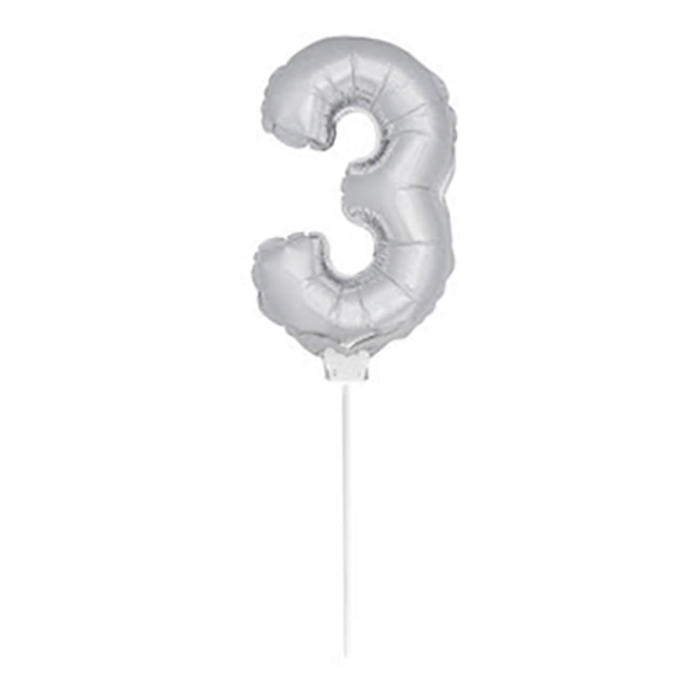 Läs mer om Folieballong på Pinne Silver - Siffra 3