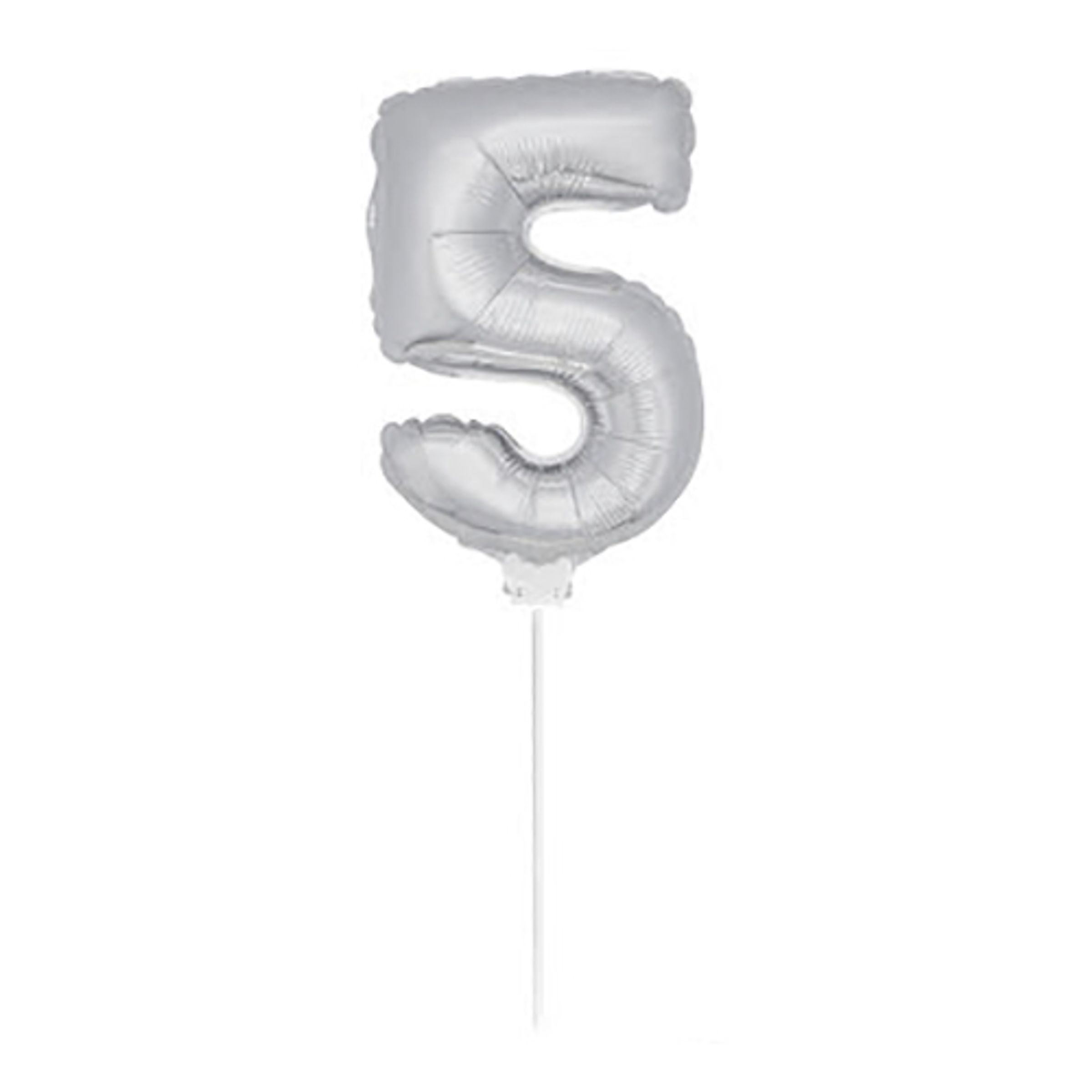 Läs mer om Folieballong på Pinne Silver - Siffra 5