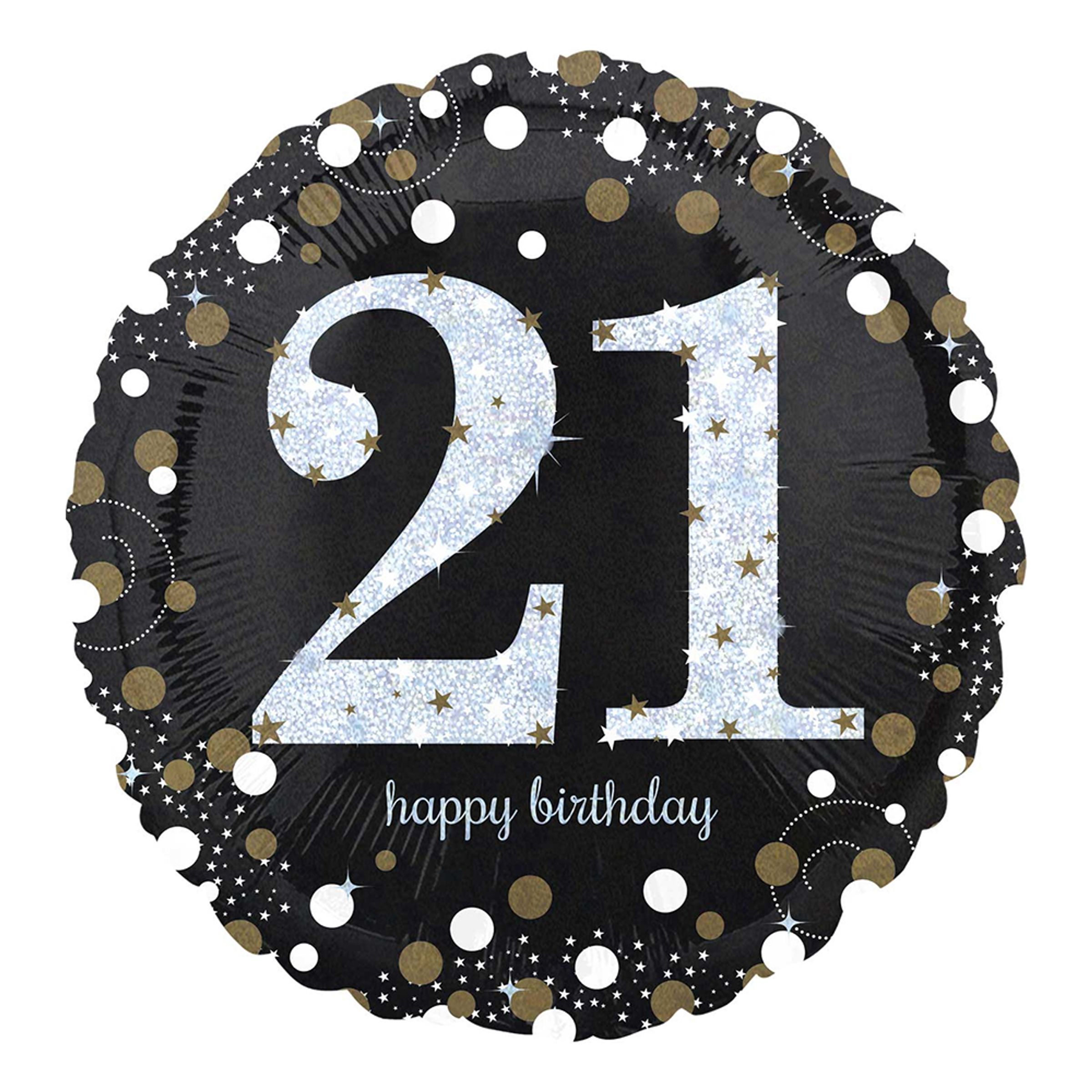 Läs mer om Folieballong Rund Sparkling Birthday 21
