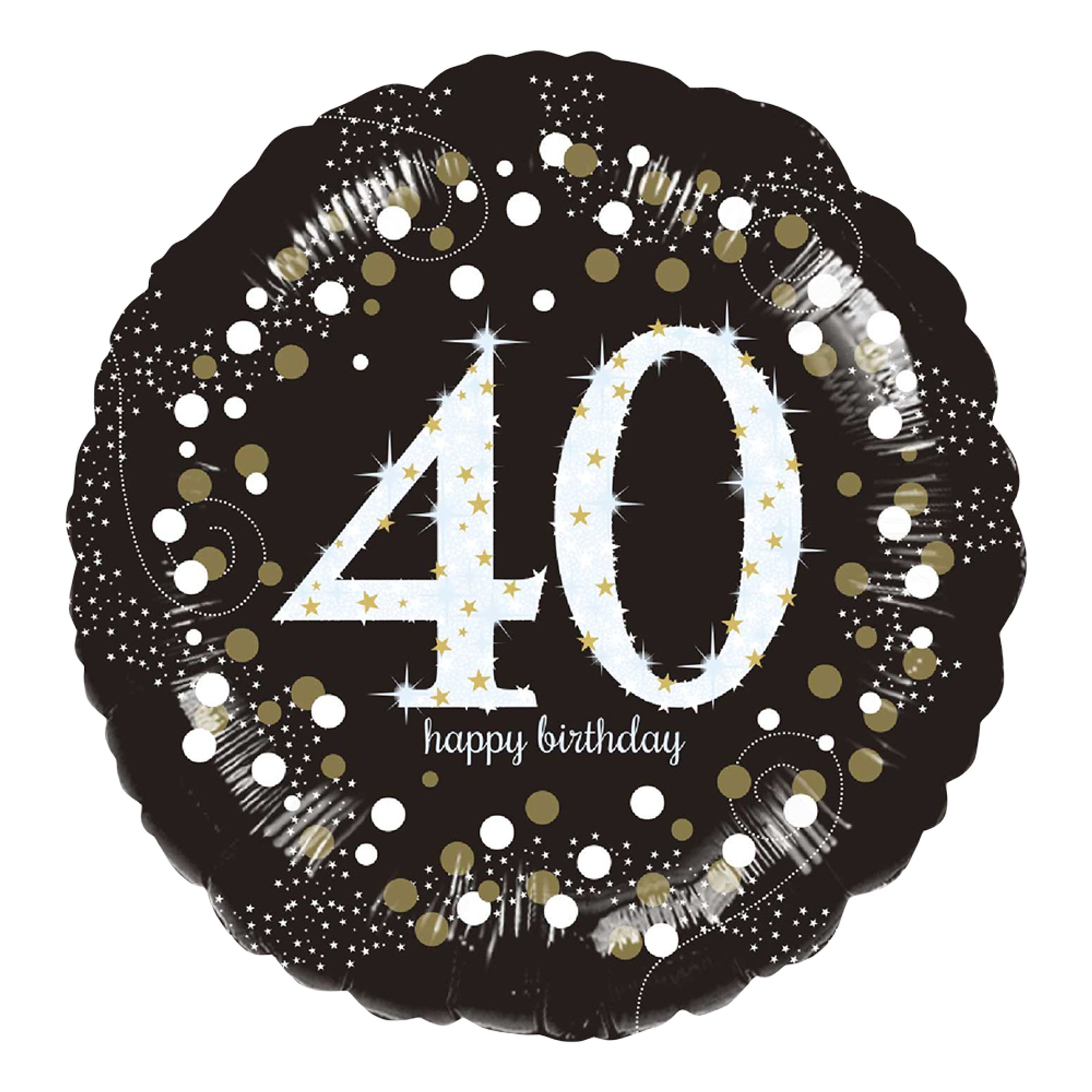 Folieballong Rund Sparkling Birthday 40