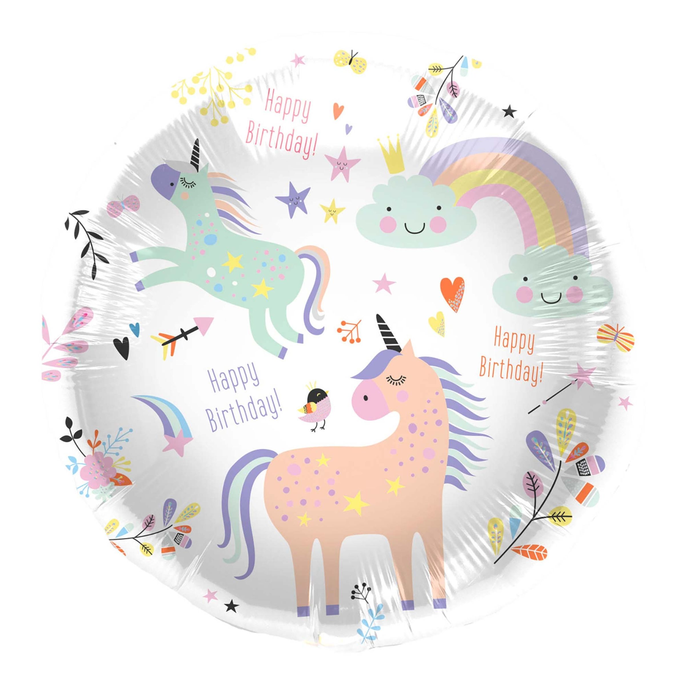 Läs mer om Folieballong Unicorns & Rainbows Happy Birthday