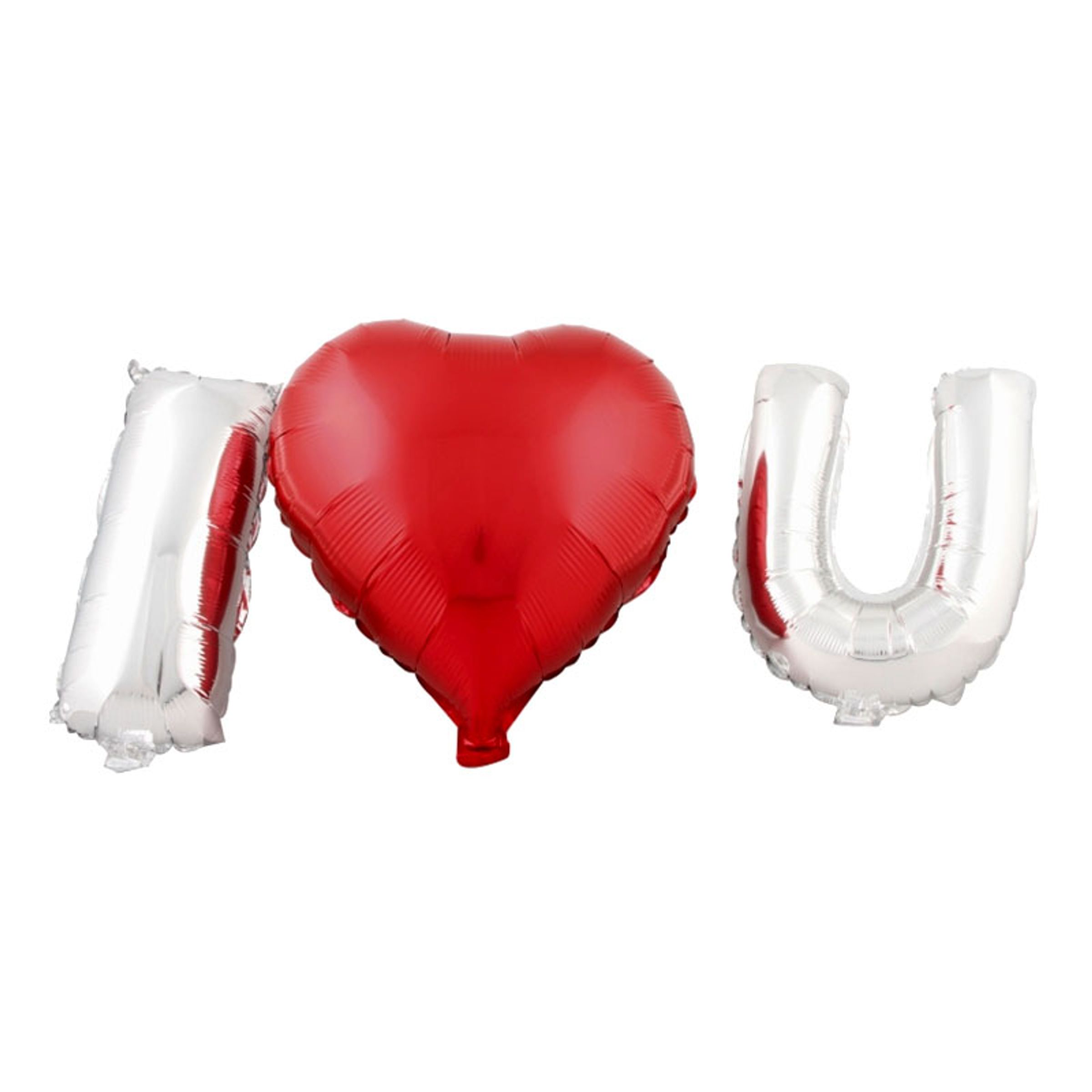 Folieballonger I Love U Röd/Silver - 3-pack
