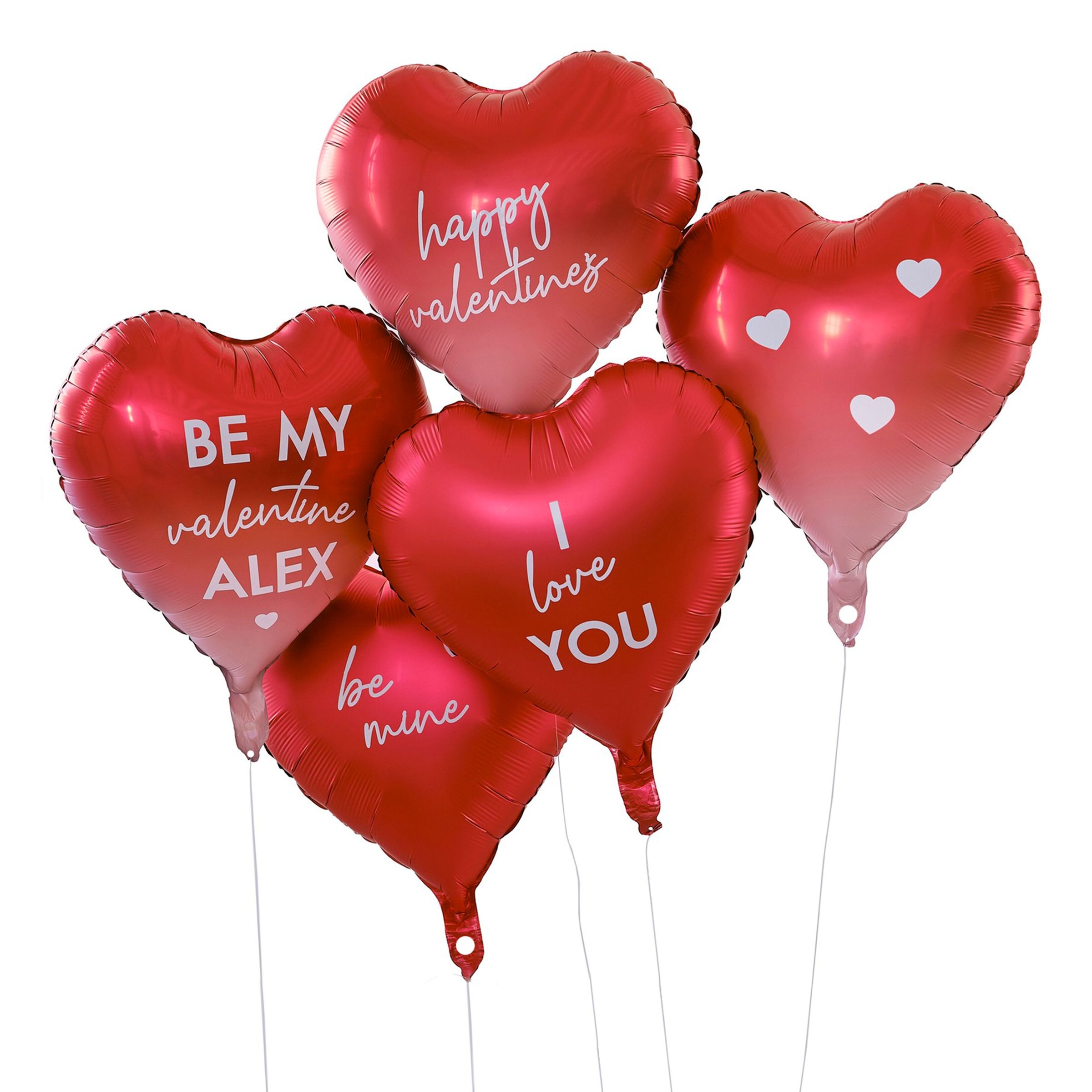 Läs mer om Folieballonger Kit Hjärtan med Stickers - 5-pack