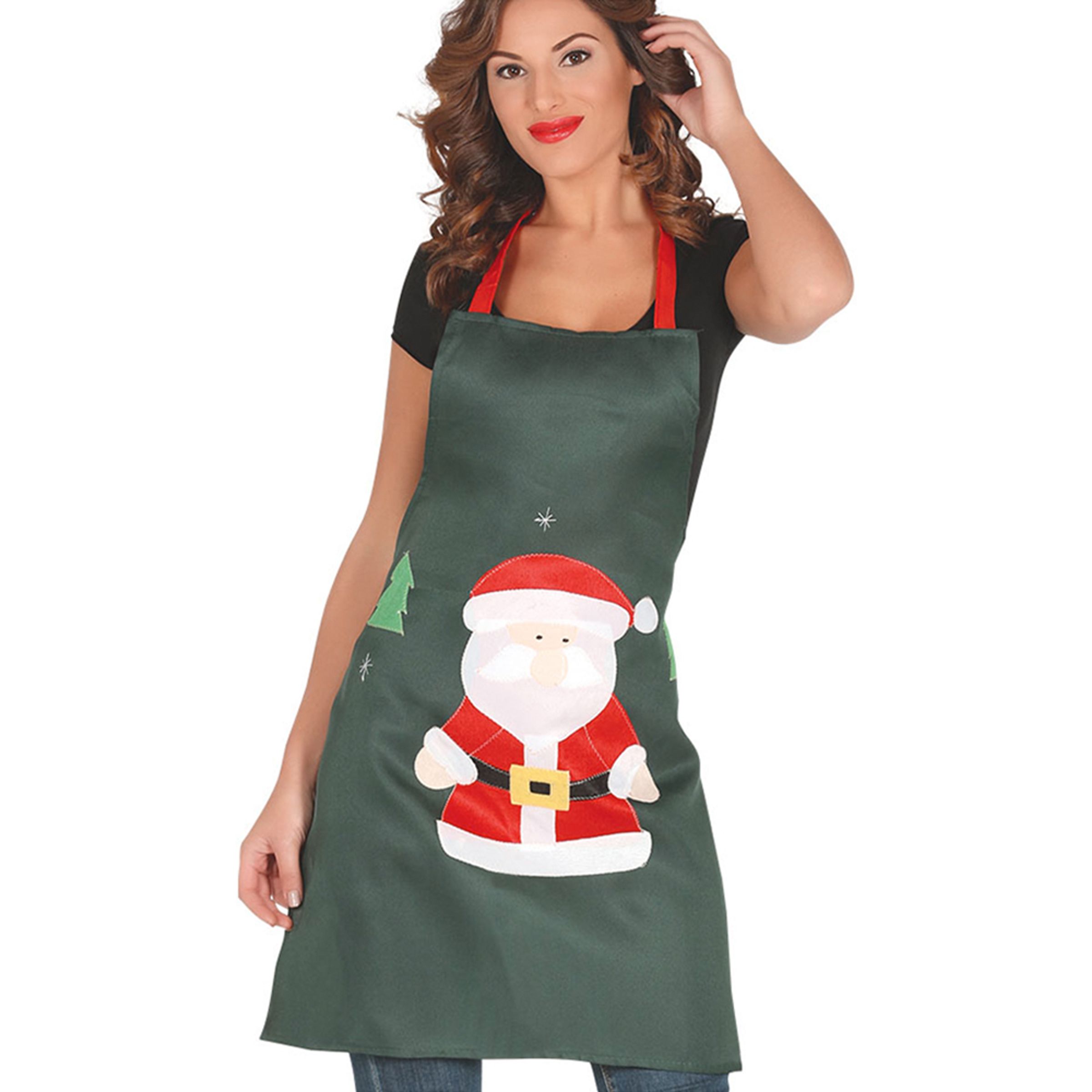 Läs mer om Förkläde Grön med Jultomte - One size