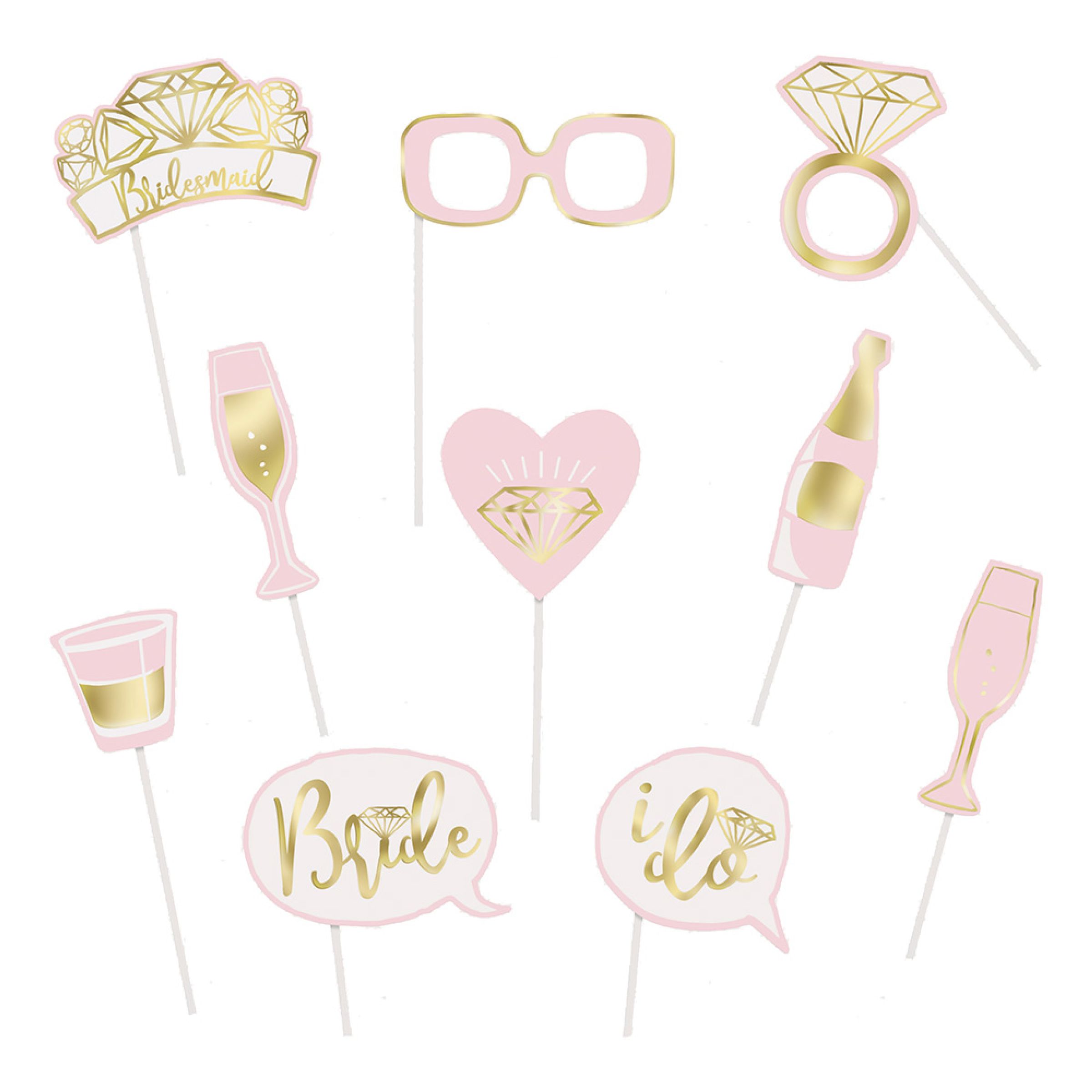 Fotoprops Möhippa - 10-pack | Hem - Teman - Färger - Rosa | Pryloteket
