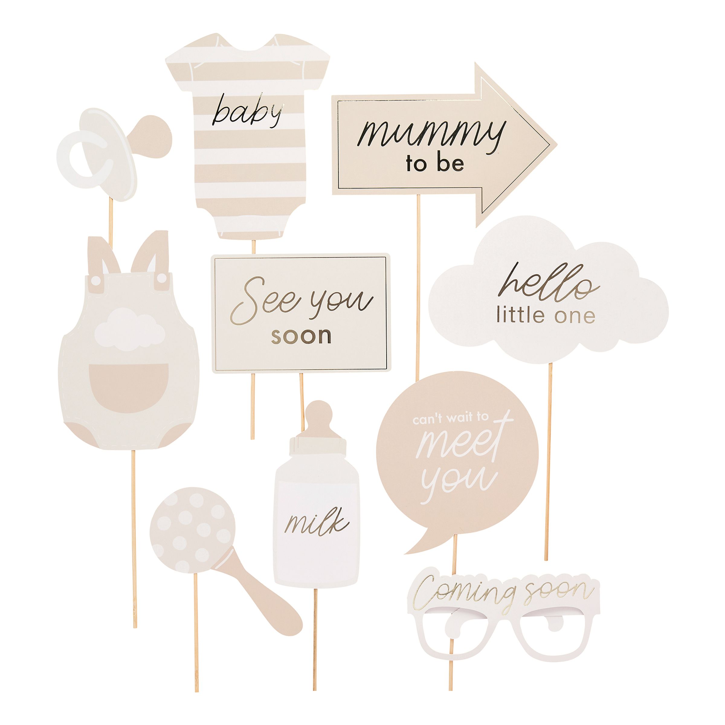 Fotoprops Baby Shower Hello Little One - 10-pack | Hem - Teman - Högtider - Baby Shower | Maskeradspecialisten