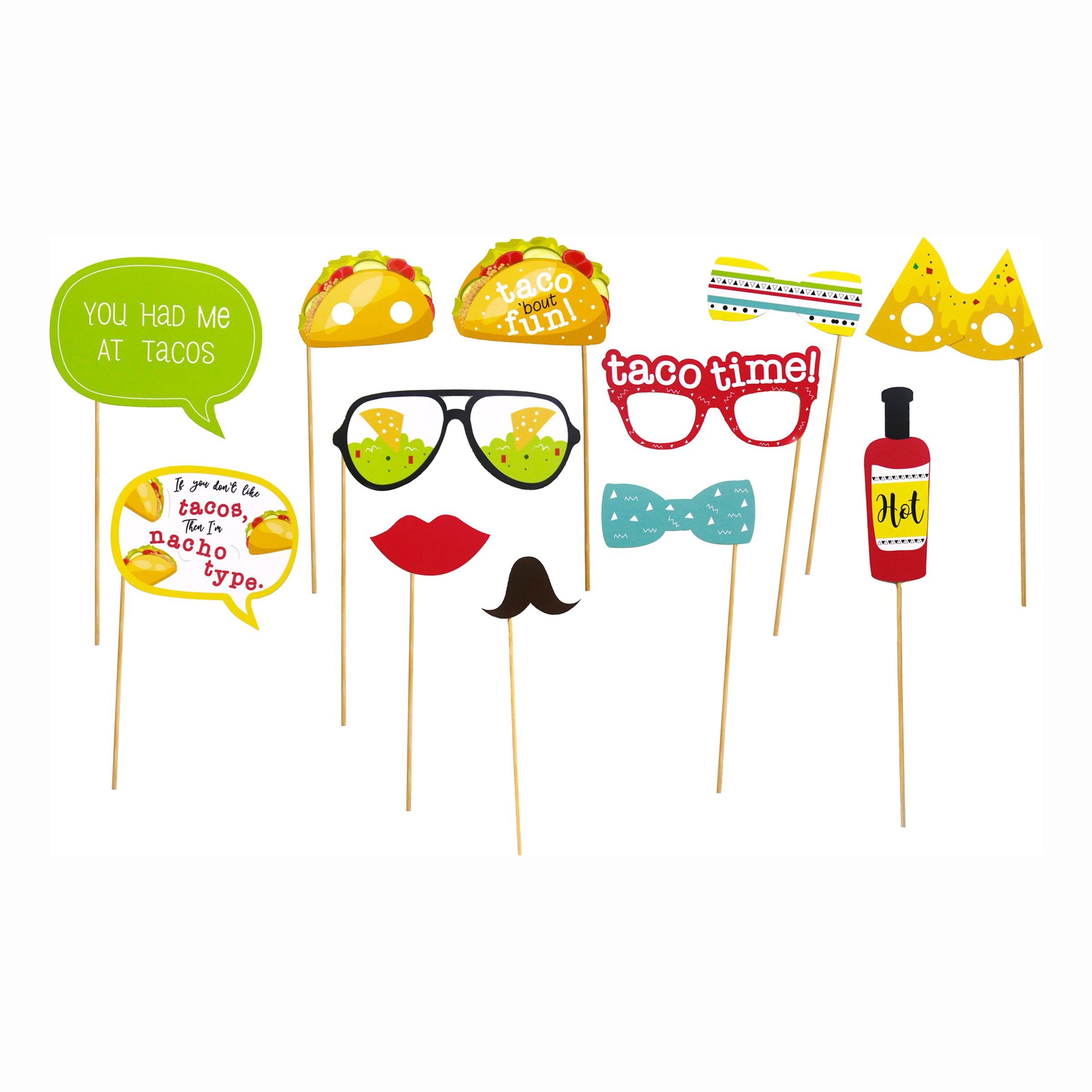 Fotoprops Tacoparty - 12-pack | Hem - Maskerad - Tillbehör - Fotoprops | Party Outlet