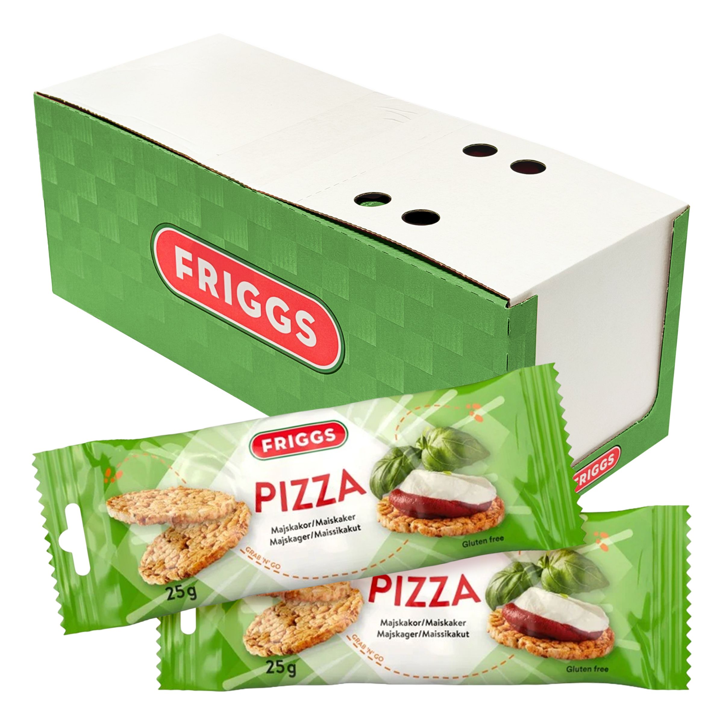 Friggs Majskakor Snackpack Pizza Storpack - 26 x 25 g | Hem - Godis & Läsk - Skafferi - Mellanmål & Snacks | Maskeradspecialisten