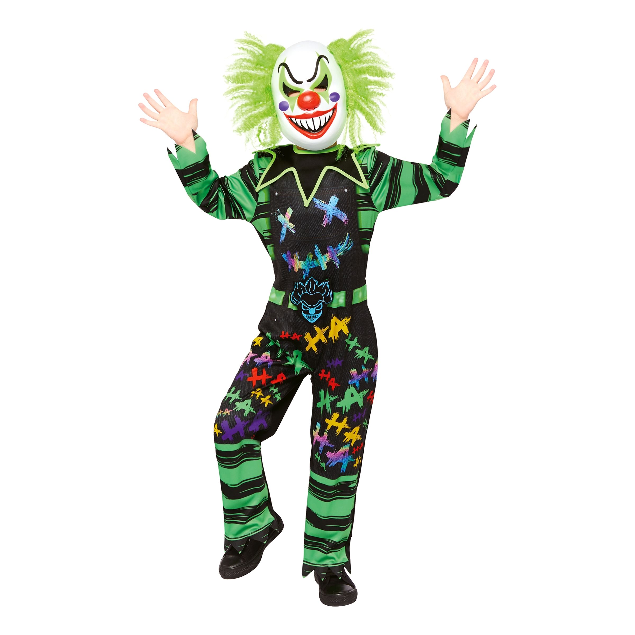 Läs mer om Galen Joker Clown Barn Maskeraddräkt - Large