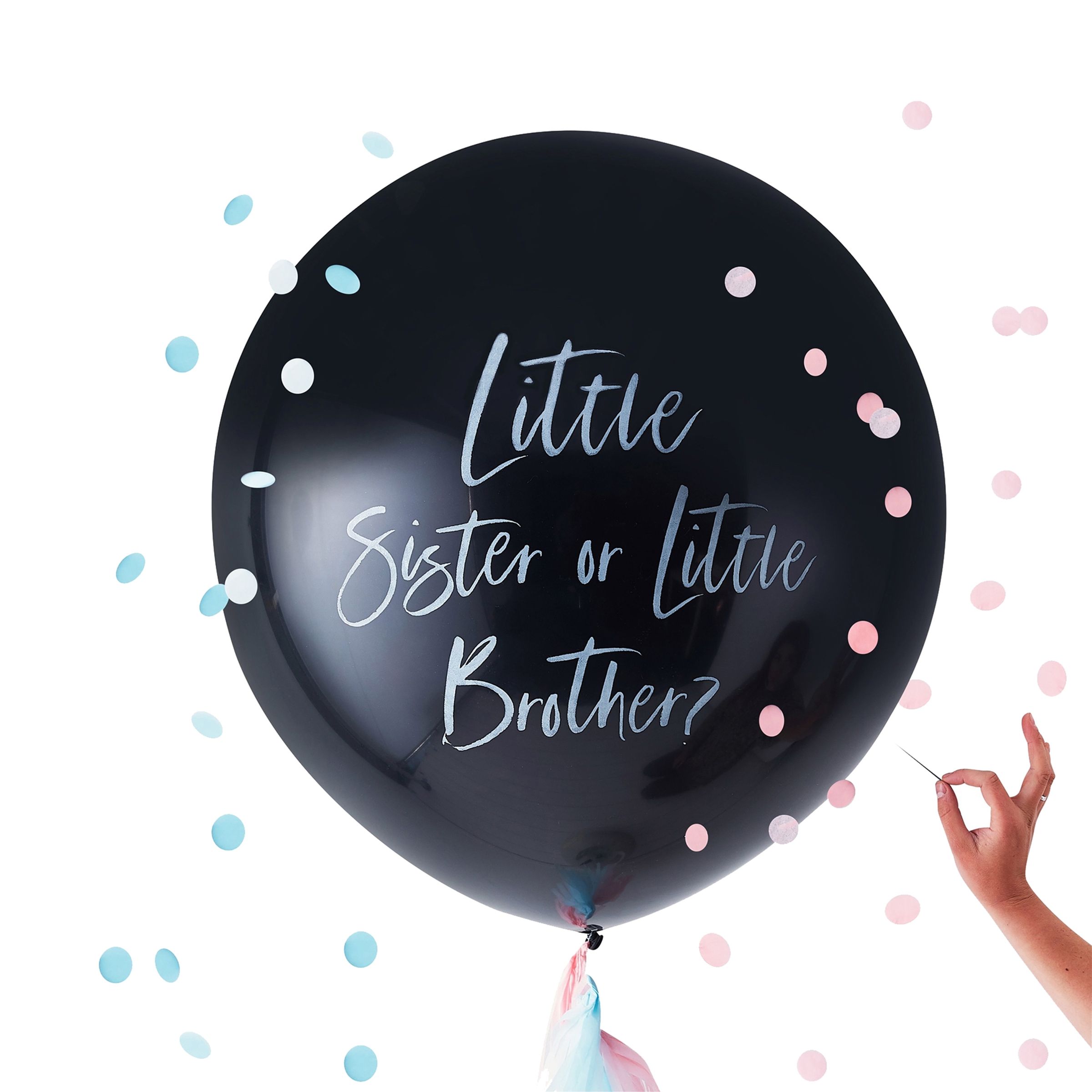 Läs mer om Gender Reveal Ballong Svart Little sister or Little Brother