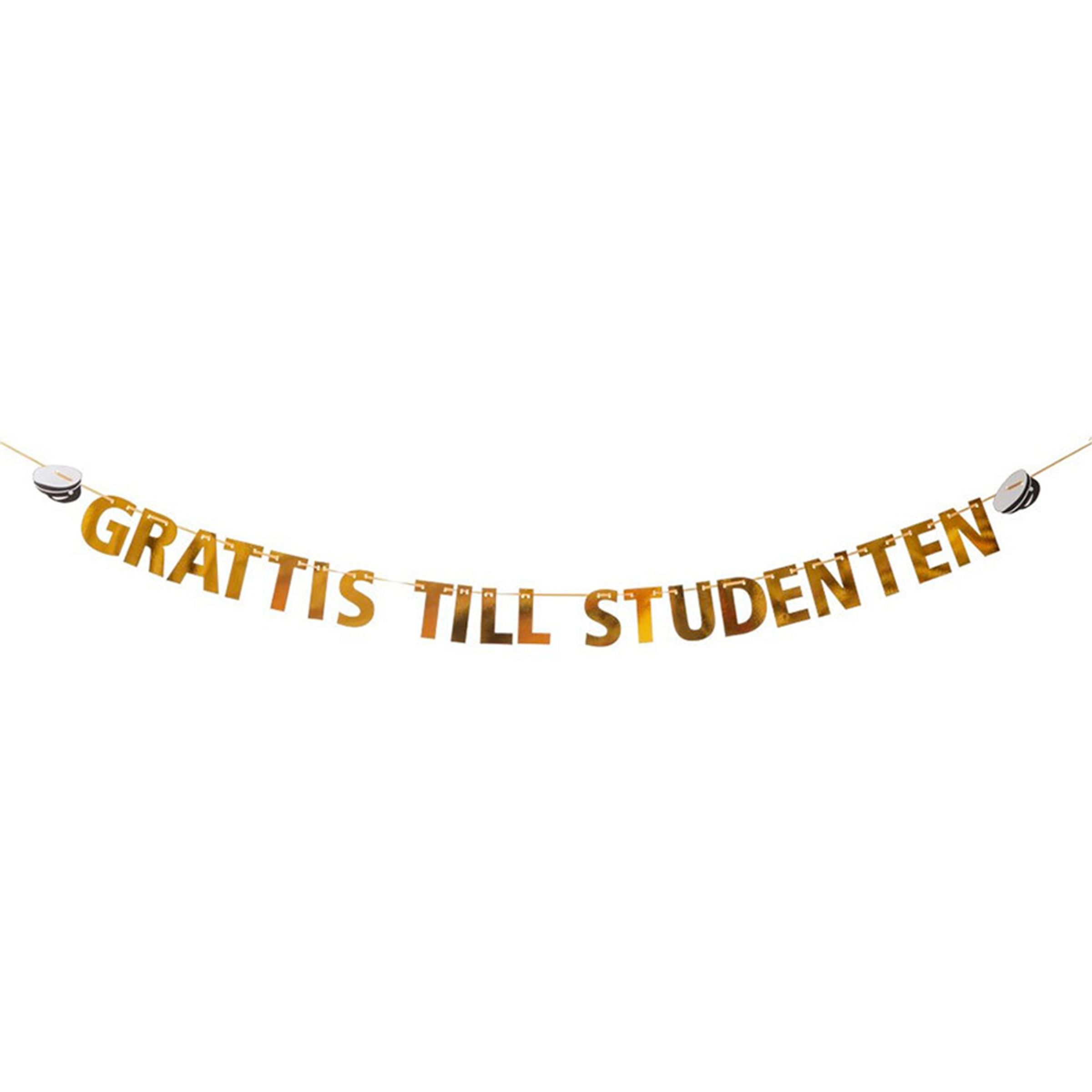 Läs mer om Girlang Grattis Till Studenten Guld Metallic