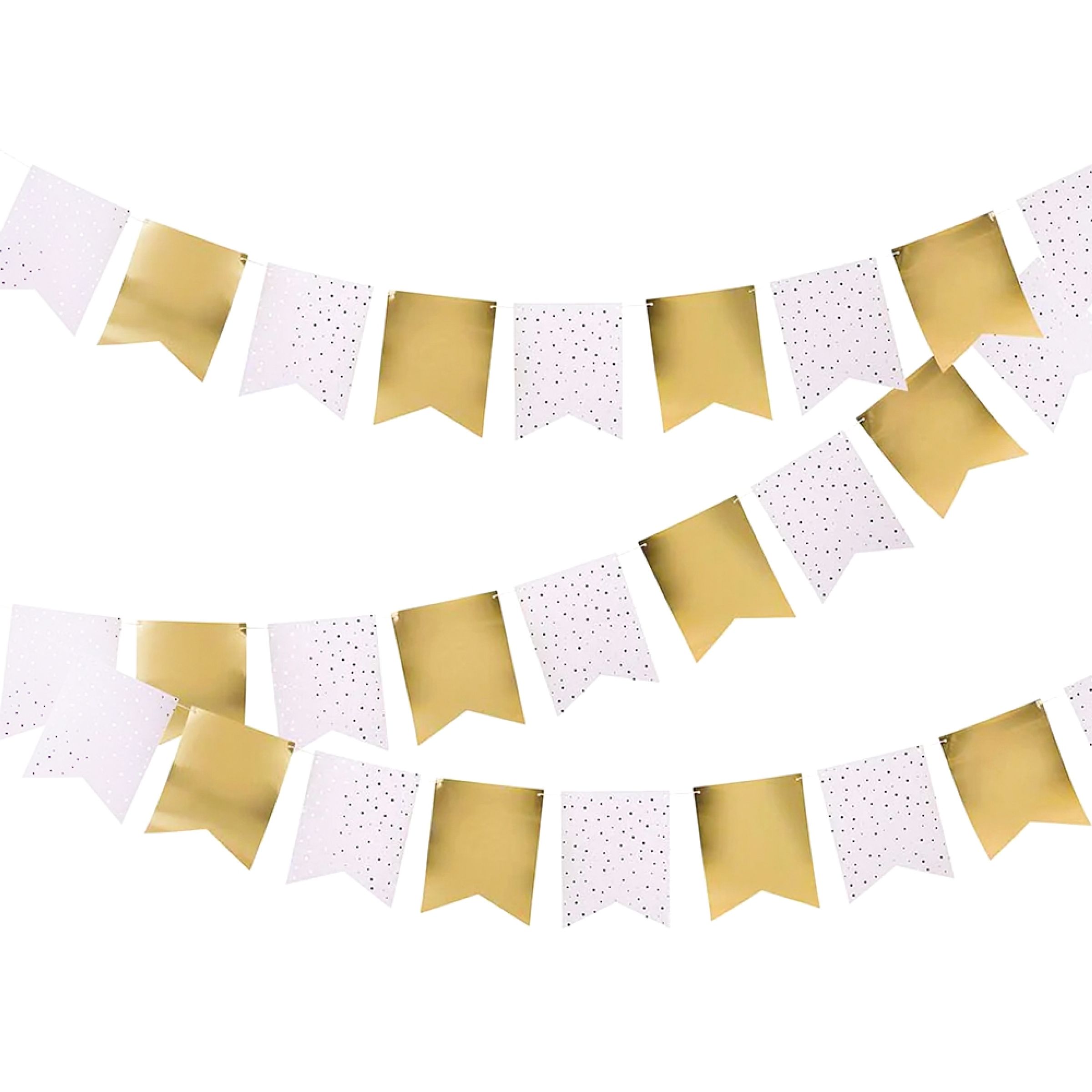 Girlang Guld/Vit Lång | Hem - Festartiklar - Festdekoration - Girlanger | Maskeradspecialisten