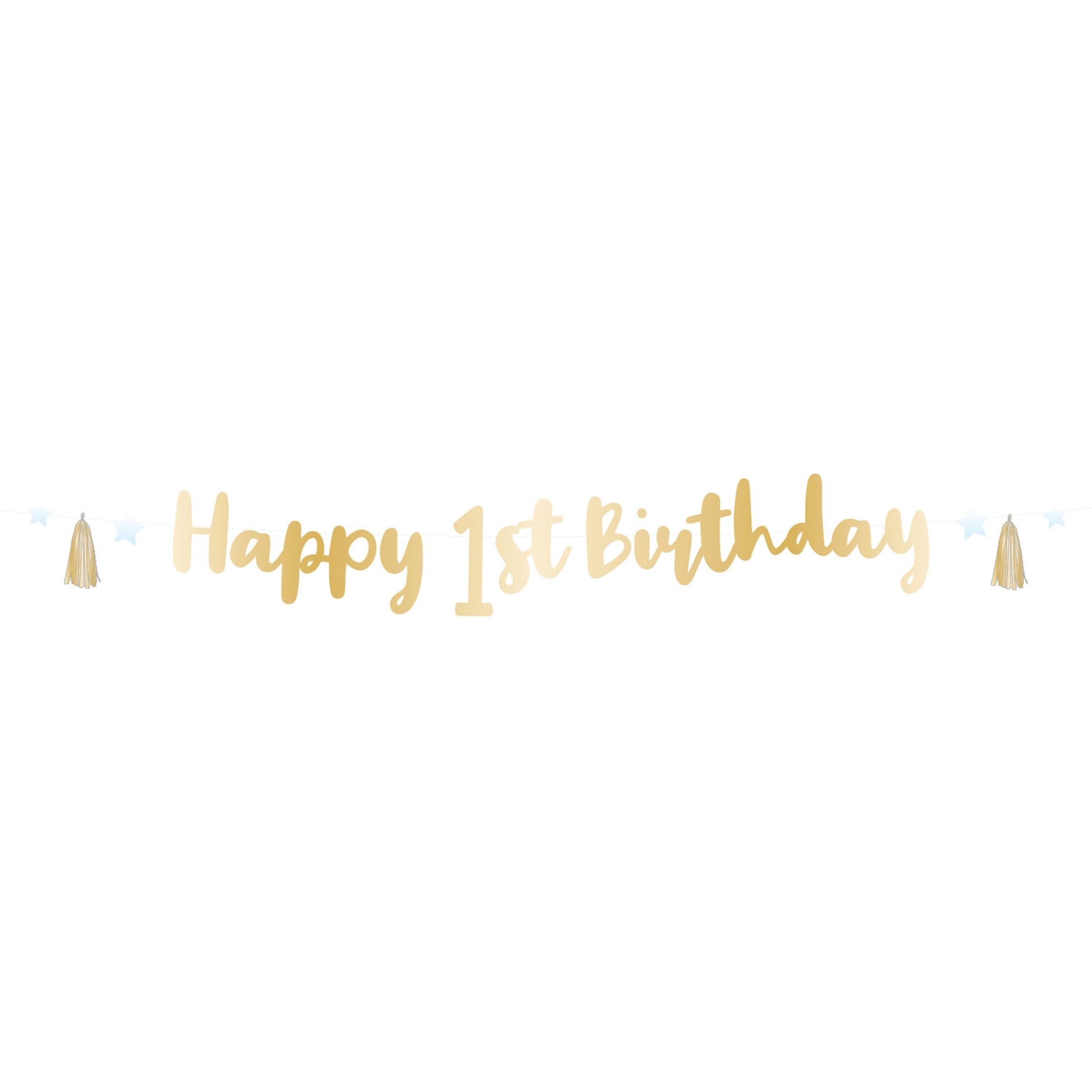 Läs mer om Girlang Happy 1st Birthday Blå/Guld