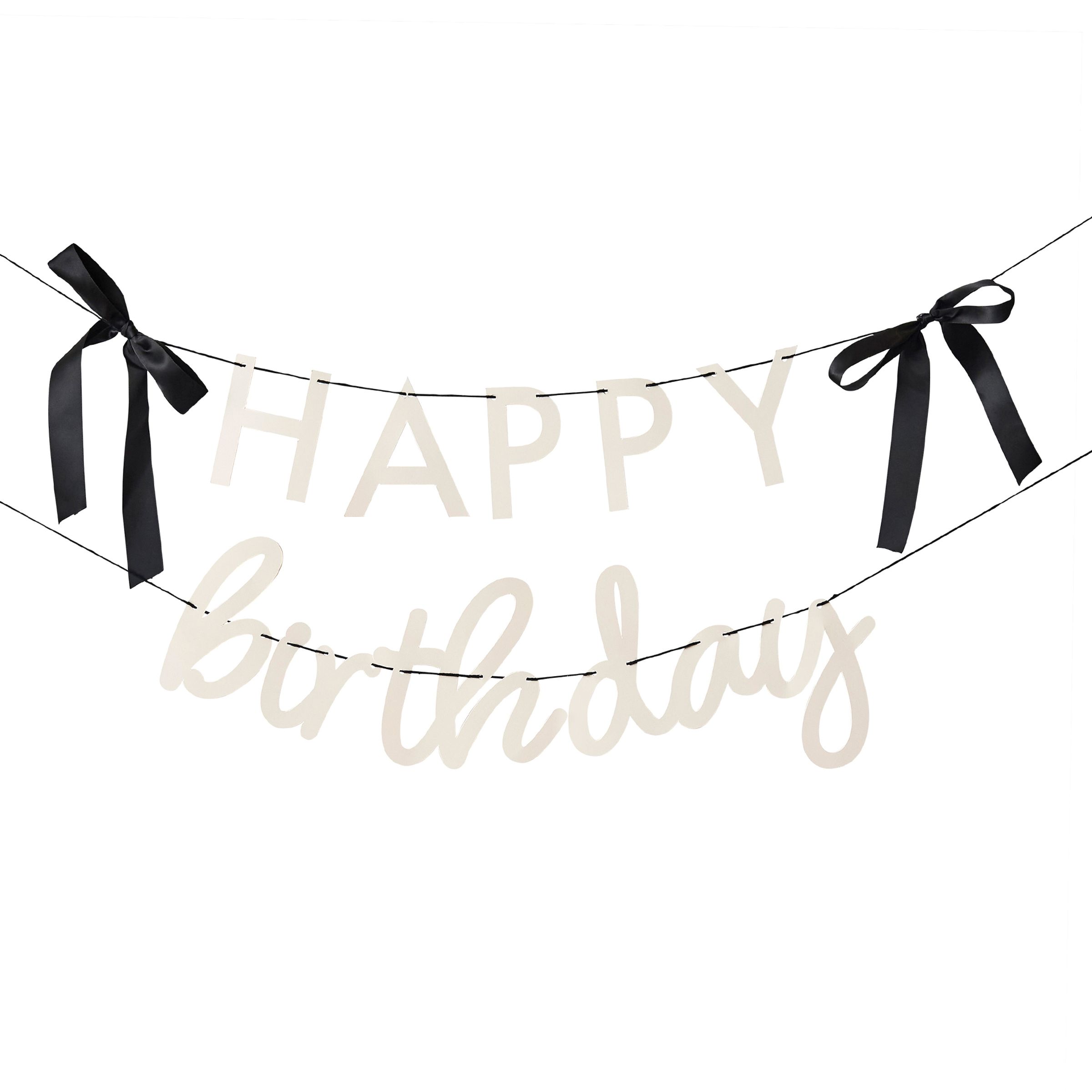 Girlang Happy Birthday Cremevit Rosett | Hem - Festartiklar - Festdekoration - Girlanger | Pryloteket
