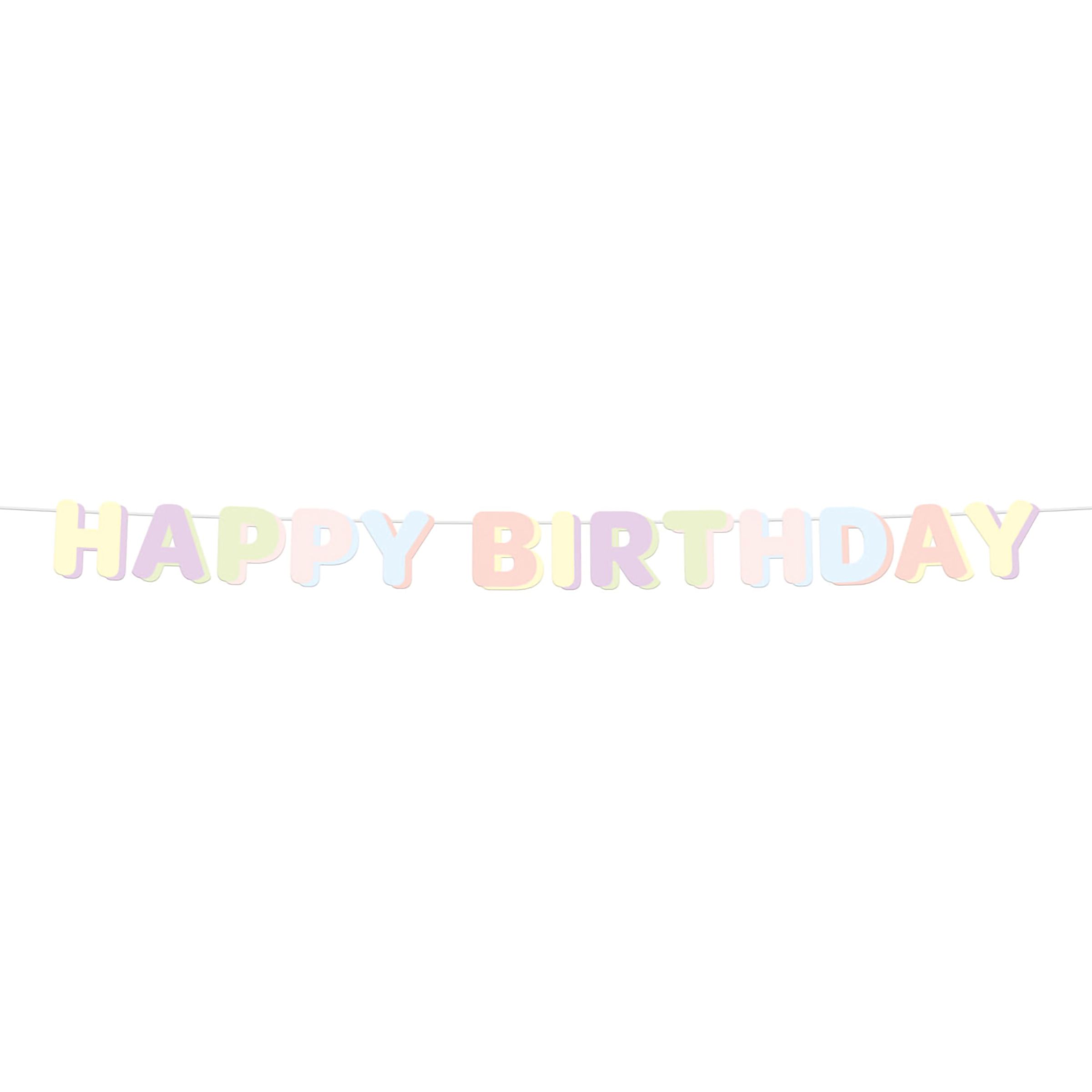 Girlang Happy Birthday Dreamy Pastel | Hem - Festartiklar - Festdekoration - Girlanger | Maskeradspecialisten
