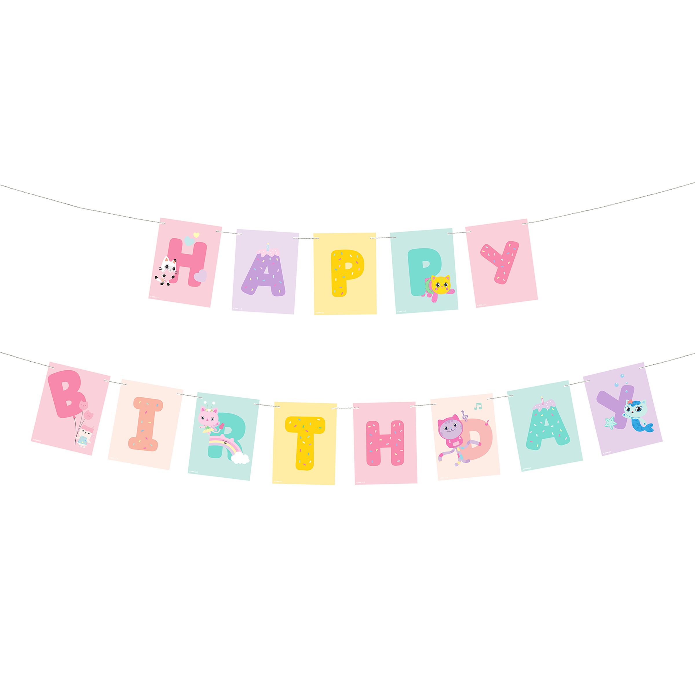 Girlang Happy Birthday Gabbys Dockskåp | Hem - Festartiklar - Festdekoration - Girlanger | Pryloteket