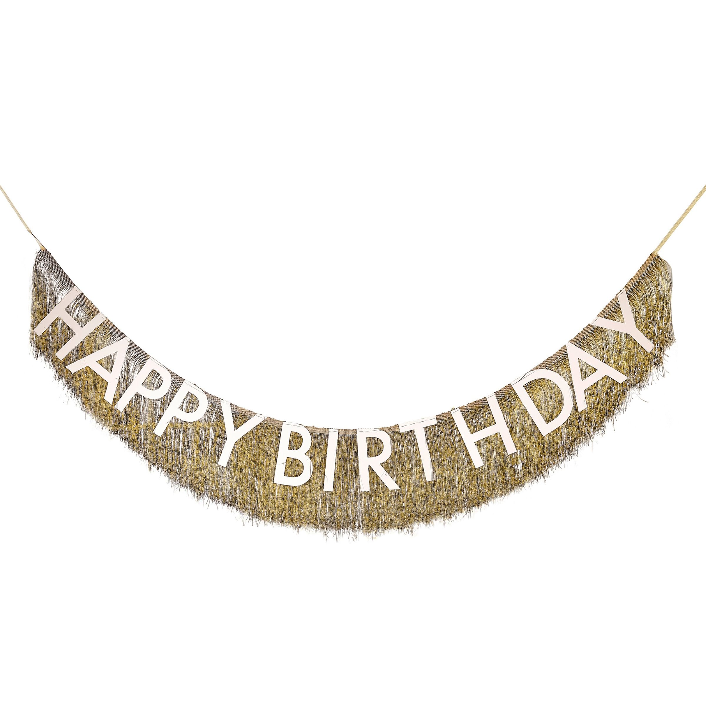 Läs mer om Girlang Happy Birthday Guld Fringe
