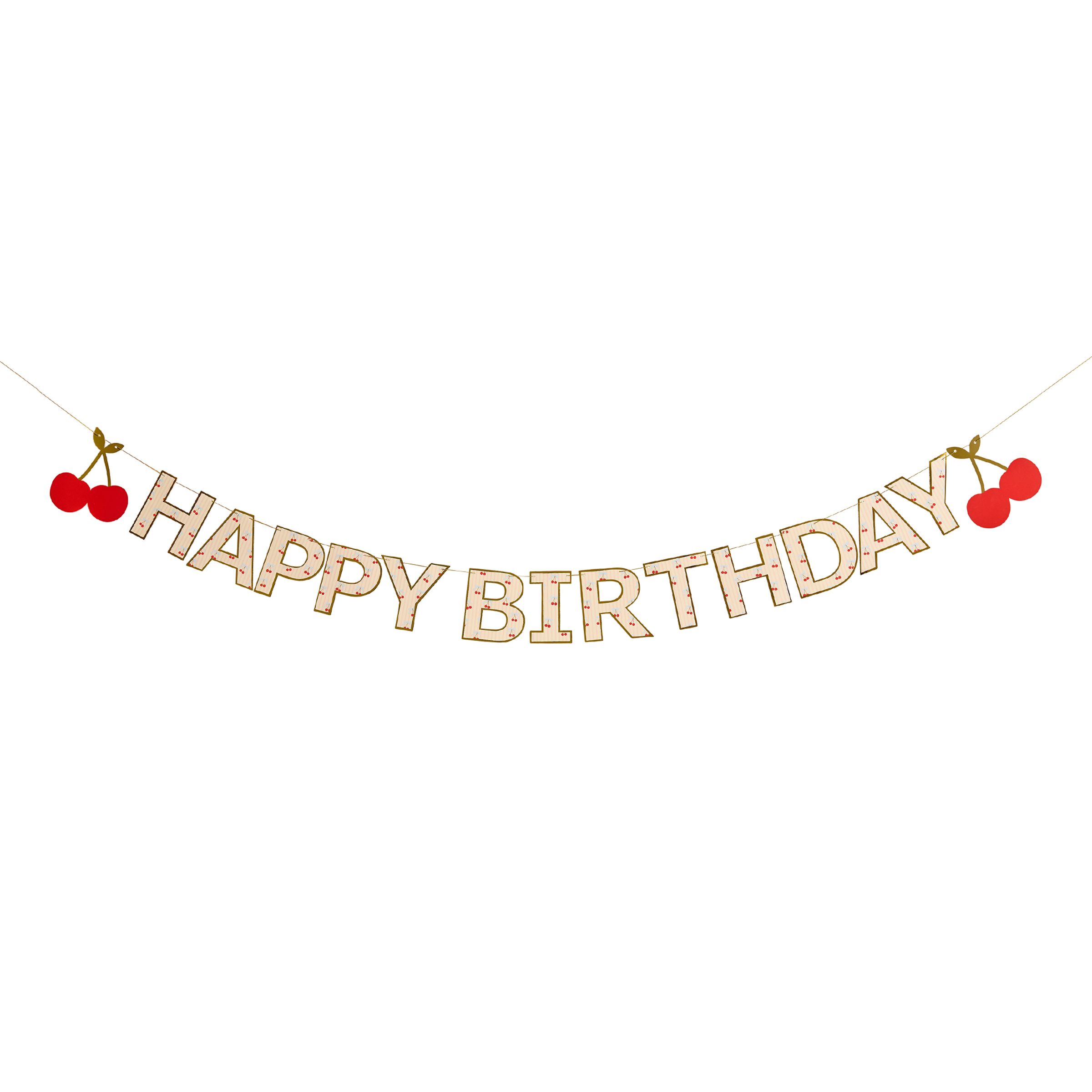Girlang Happy Birthday Körsbär | Hem - Festartiklar - Festdekoration - Girlanger | Pryloteket