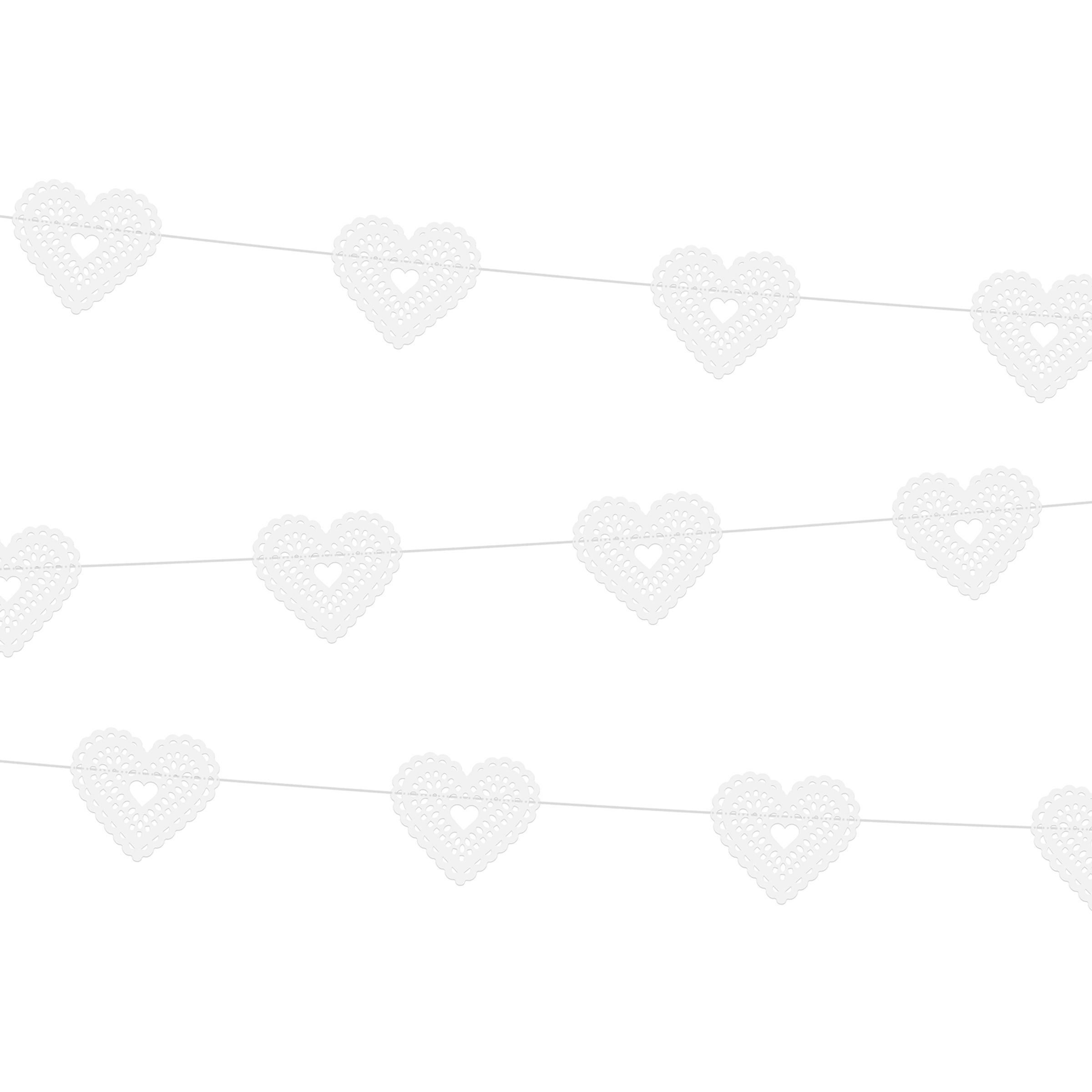 Girlang Hjärtan Vit | Hem - Festartiklar - Festdekoration - Girlanger | Party Outlet