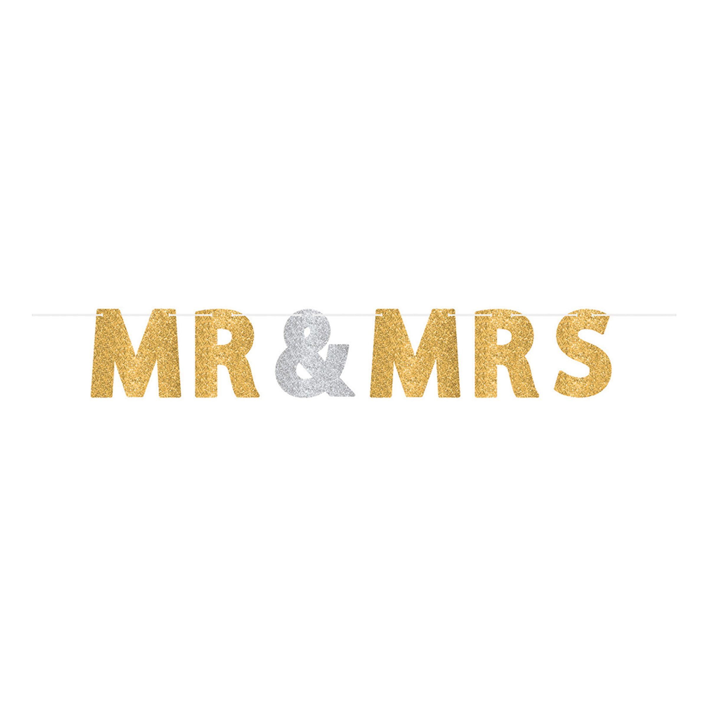 Läs mer om Girlang Mr & Mrs Guld/Silver Glitter