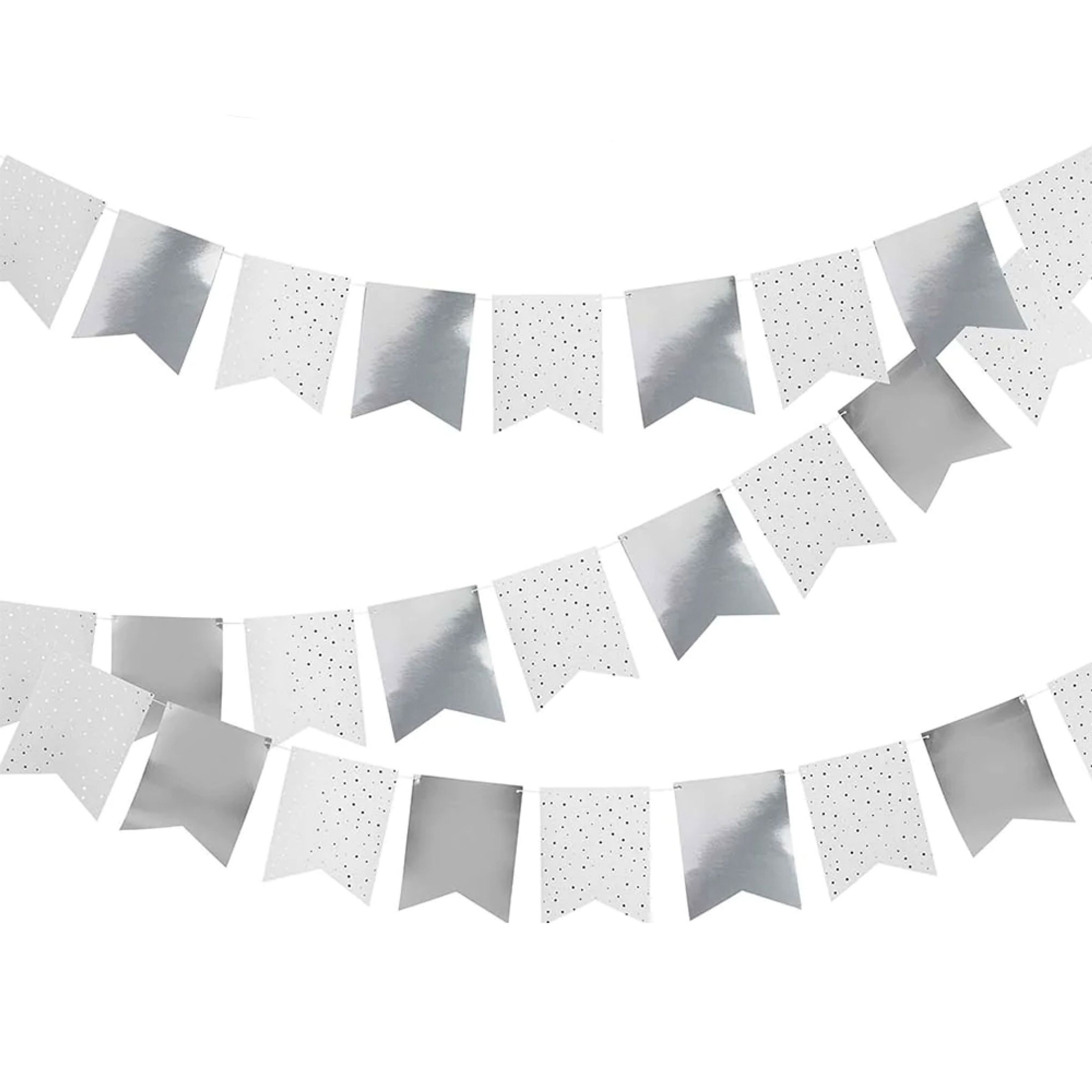 Girlang Silver/Vit Lång | Hem - Festartiklar - Festdekoration - Girlanger | Maskeradspecialisten