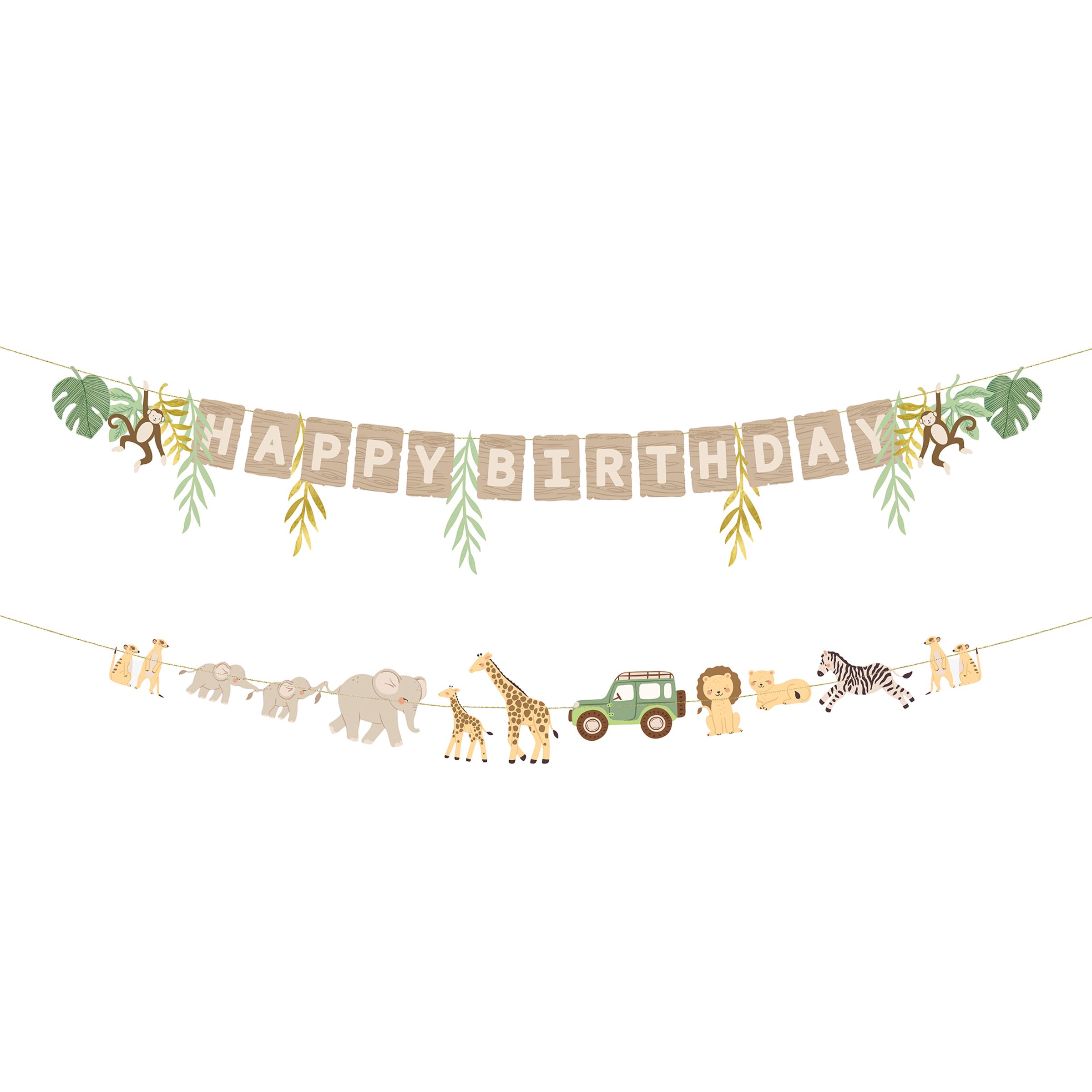 Girlanger Happy Birthday Safari Party | Hem - Festartiklar - Festdekoration - Girlanger | Pryloteket