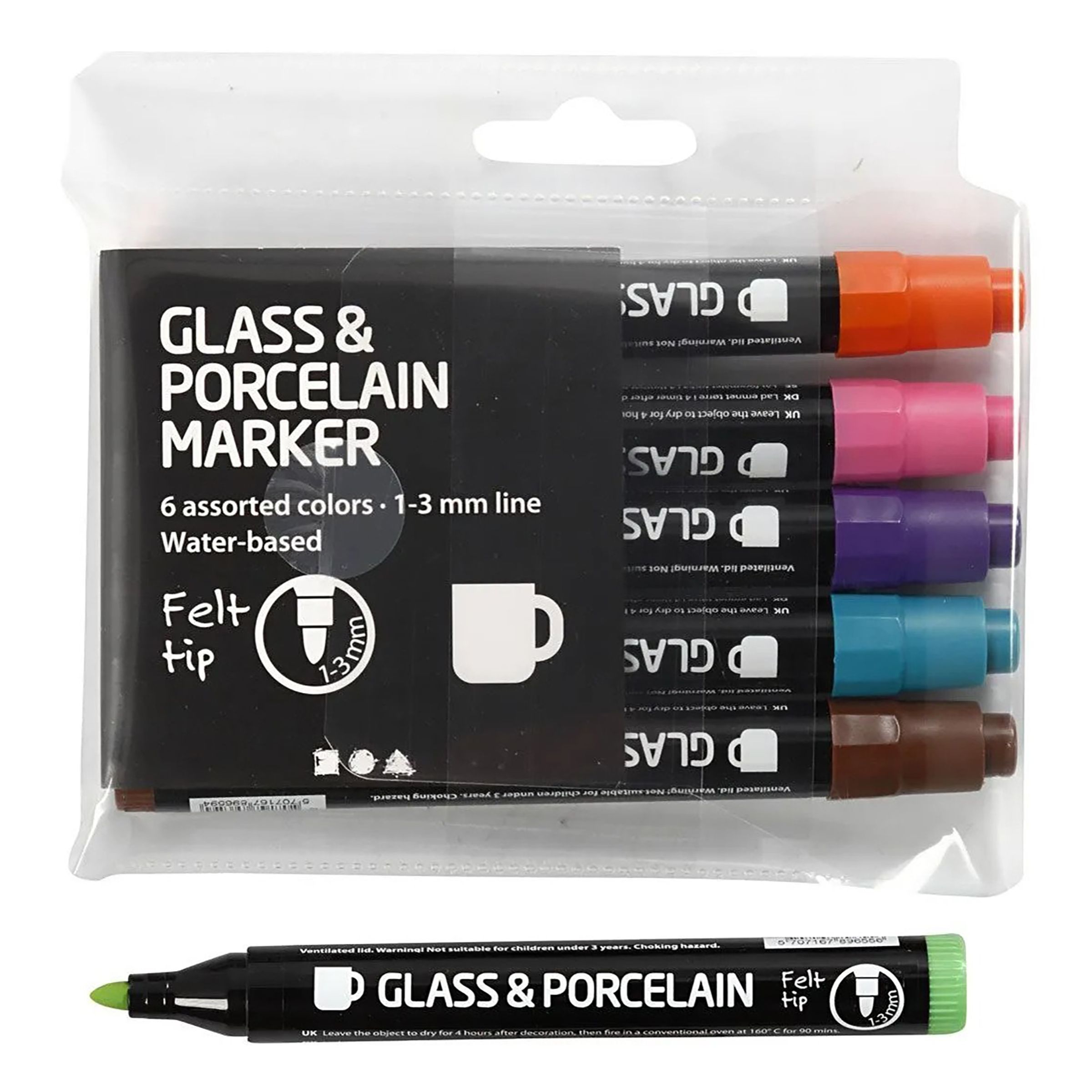 Glas- och Porslinstusch Kompletterande Färger - 6-pack