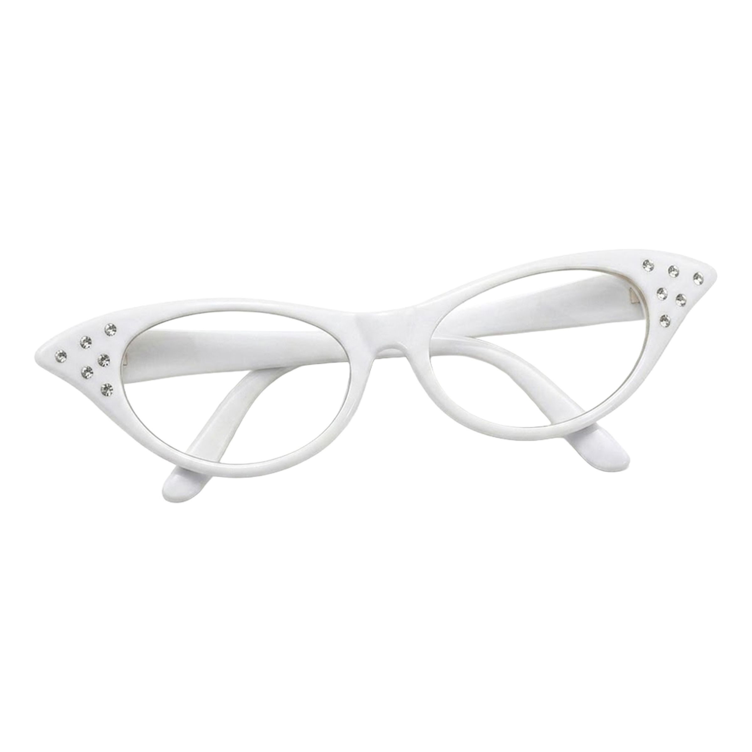 Glasögon 50-tal Vit | Hem - Maskerad - Tillbehör - Glasögon | Maskeradspecialisten