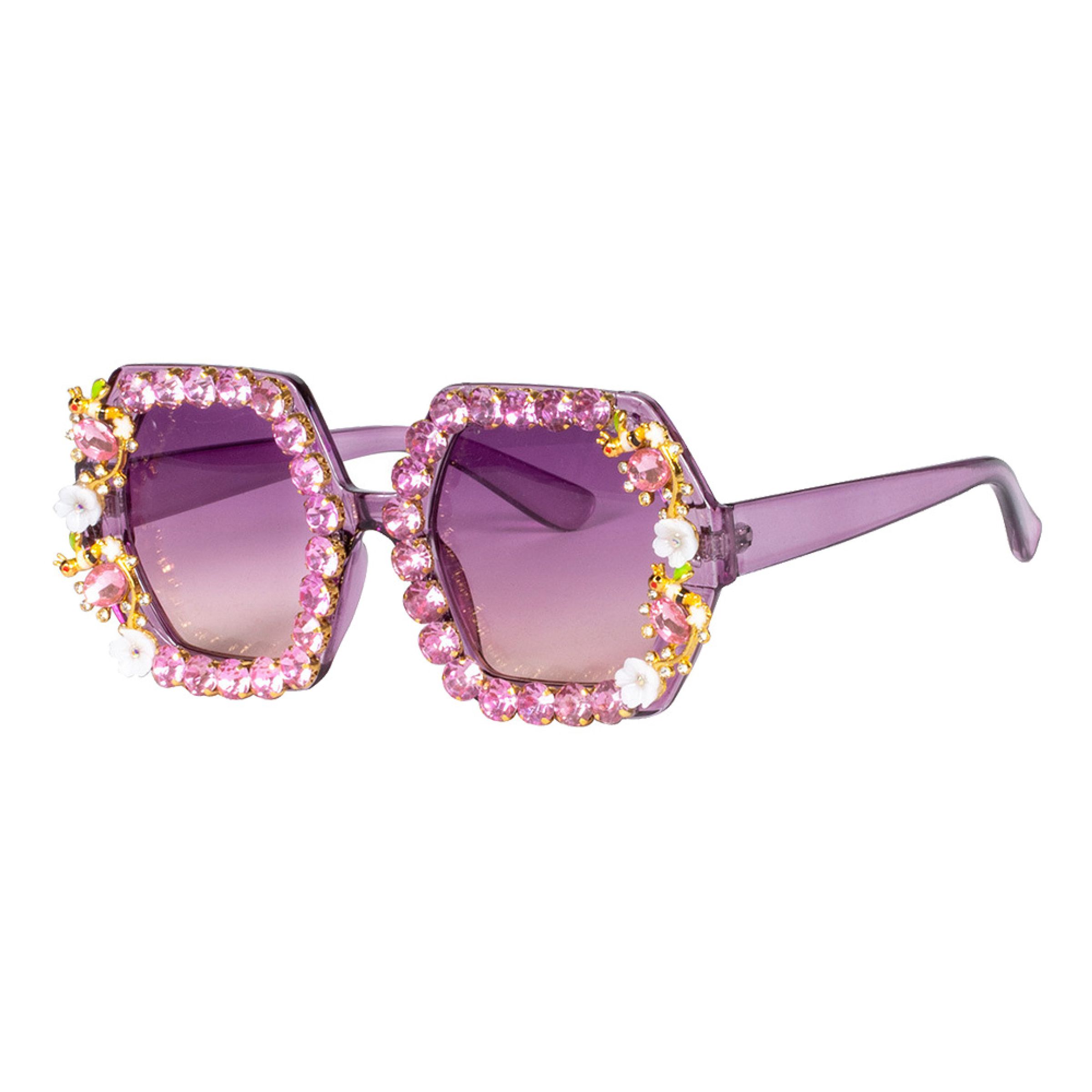 Glasögon Flowers med Pärlor Rosa - One size | Hem - Maskerad - Tillbehör - Maskeradaccessoarer | Pryloteket
