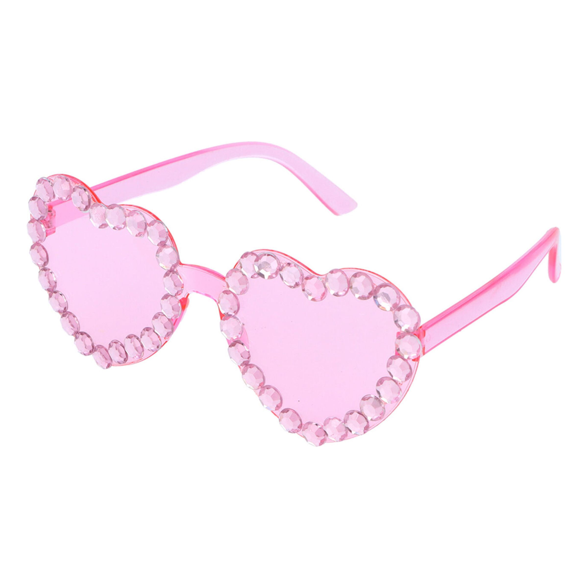 Glasögon Hjärta Ljusrosa med Diamanter | Hem - Maskerad - Tillbehör - Maskeradaccessoarer | Party Outlet