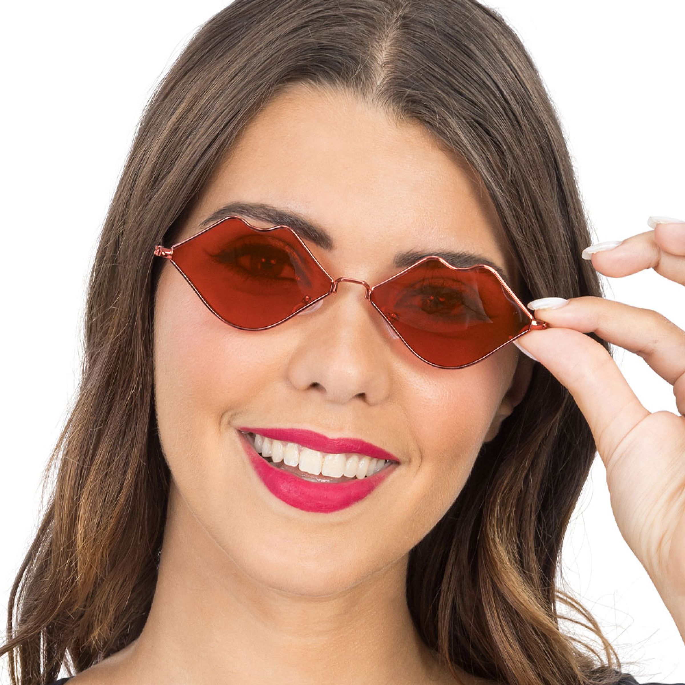 Glasögon Pussmun Röd | Hem - Maskerad - Tillbehör - Glasögon | Pryloteket