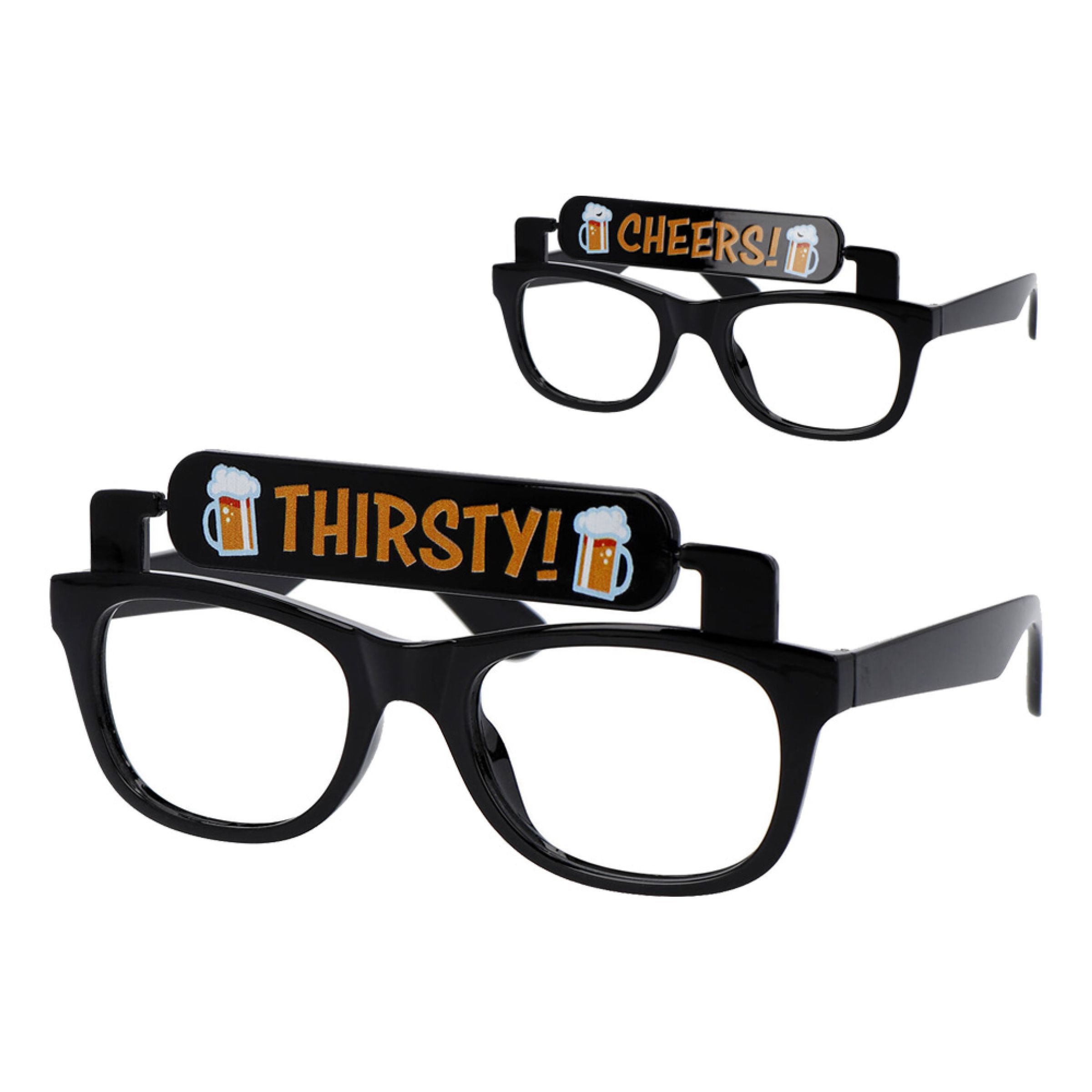 Glasögon Thirsty/Cheers Svart - One size | Hem - Maskerad - Tillbehör - Glasögon | Pryloteket