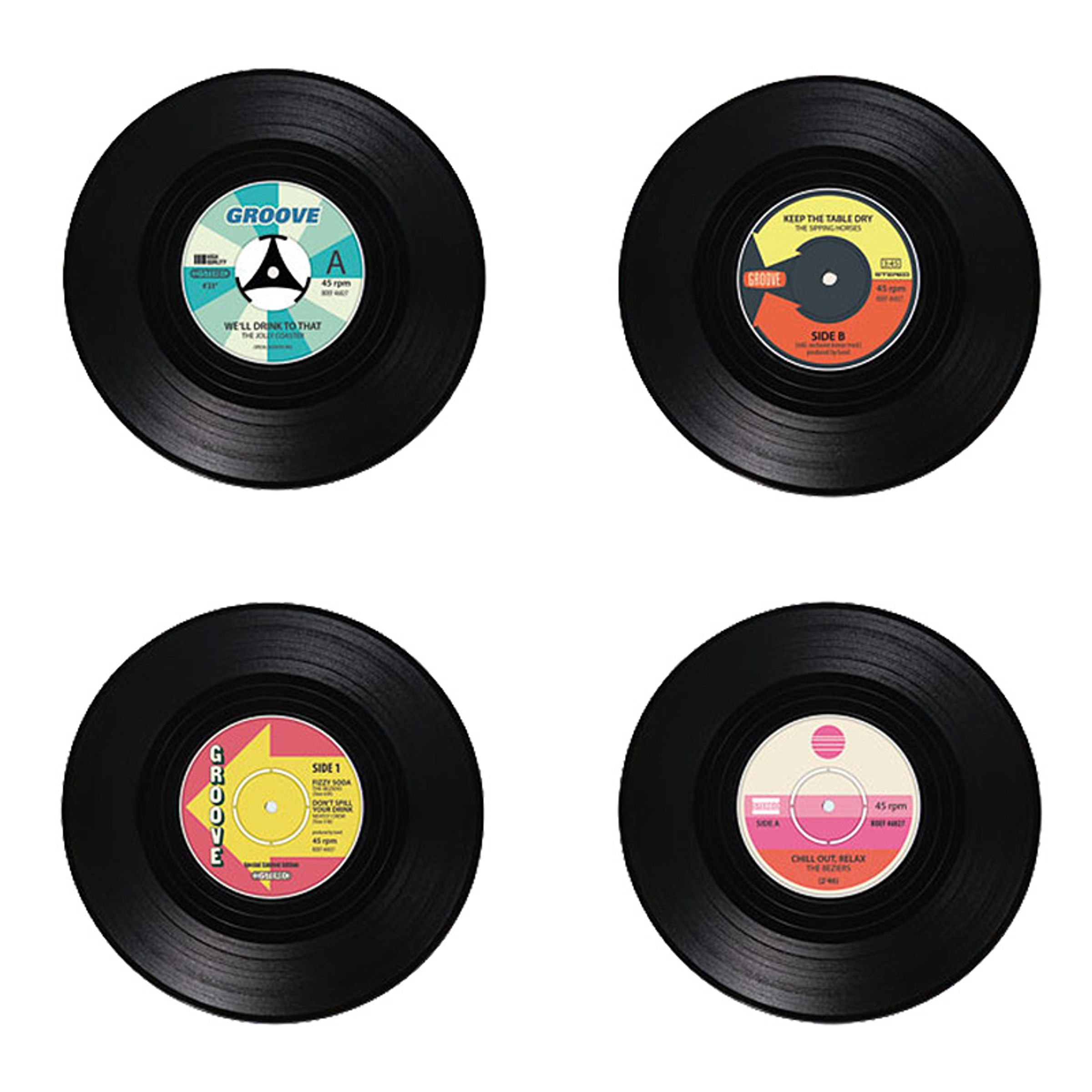 Läs mer om Glasunderlägg Vinylskivor - 4-pack